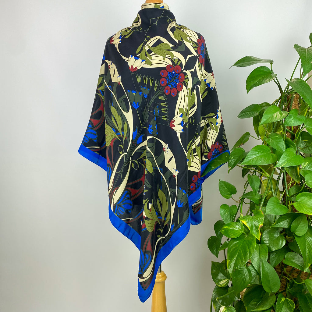 Extra Large Floral Crepe Silk Scarf