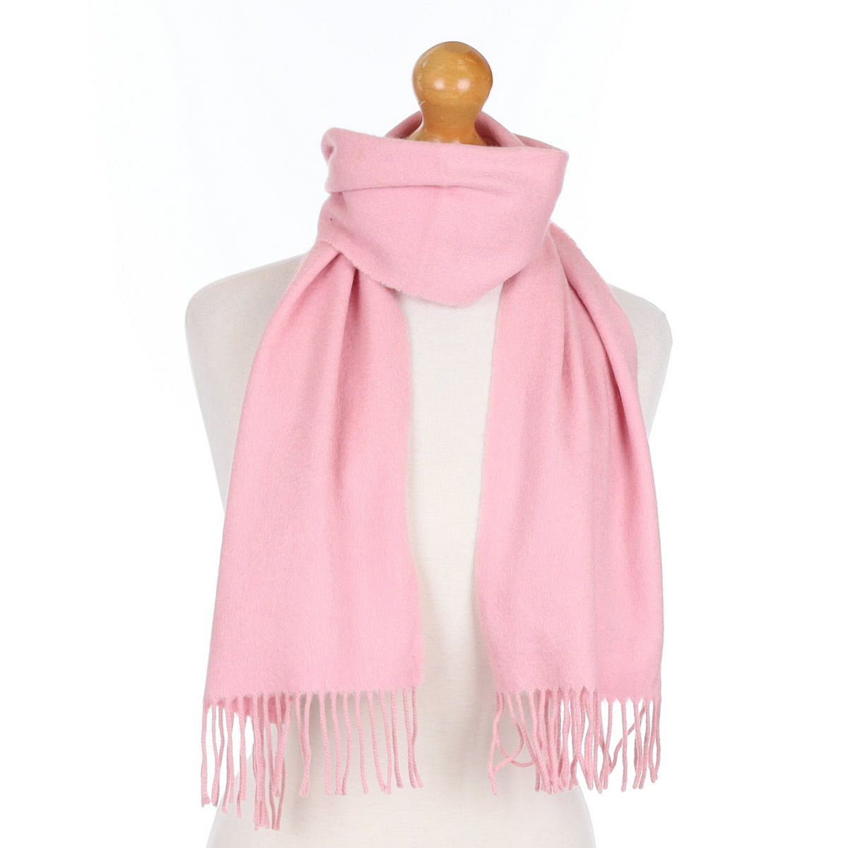 Carnation Pink Cashmere Fringed Woven Scarf
