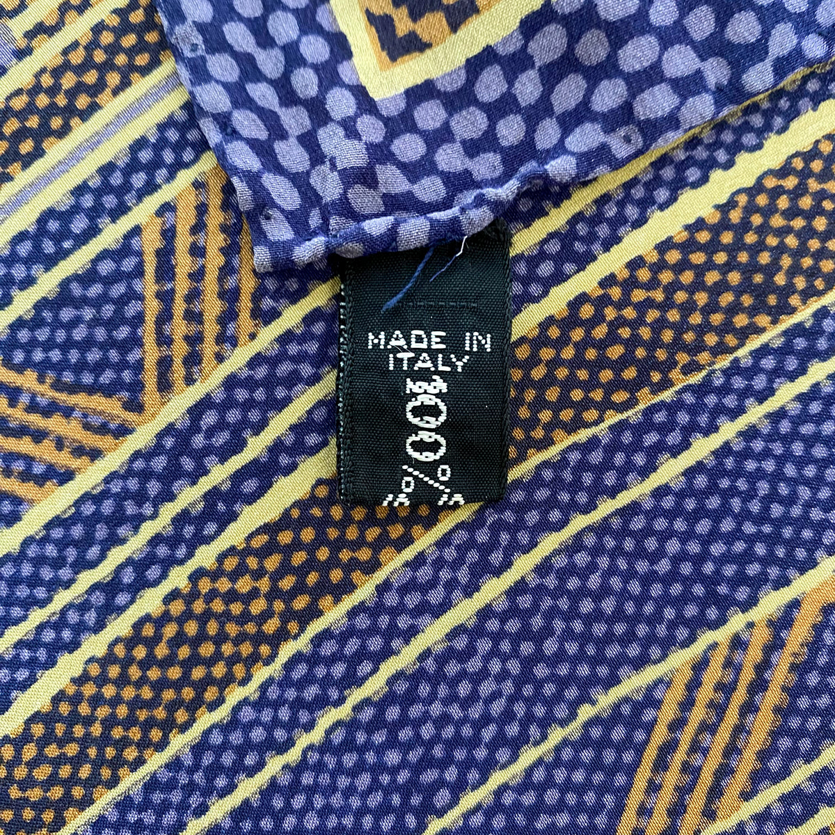 Abstract Blue, Tan and Black Vintage Silk Scarf