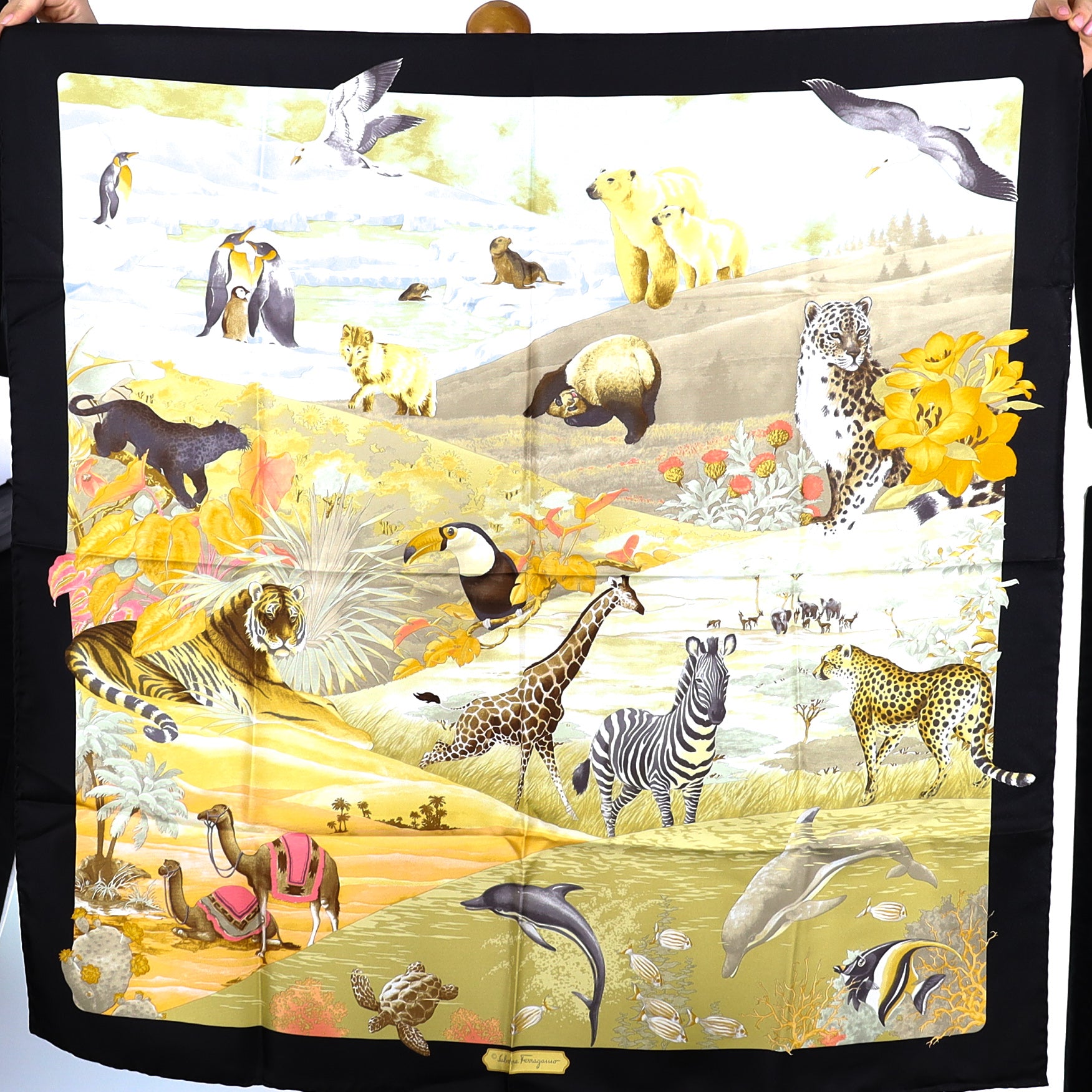 Brand New Boxed Salvatore Ferragamo Silk Scarf