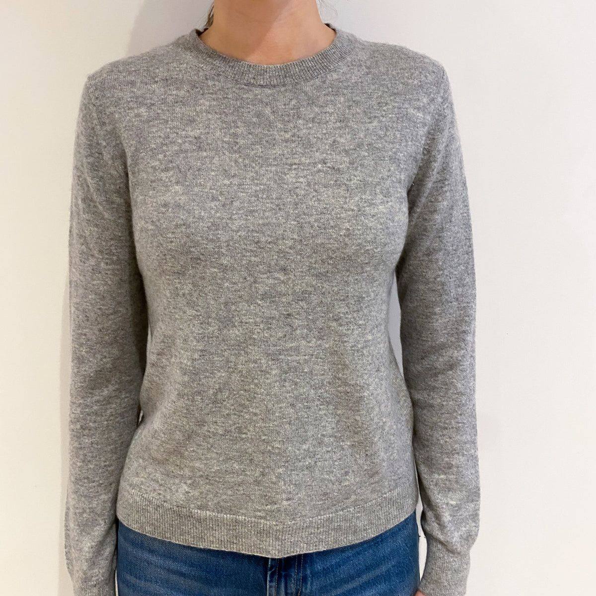 Smoke Grey Cashmere Crew Neck Jumper Extra Small