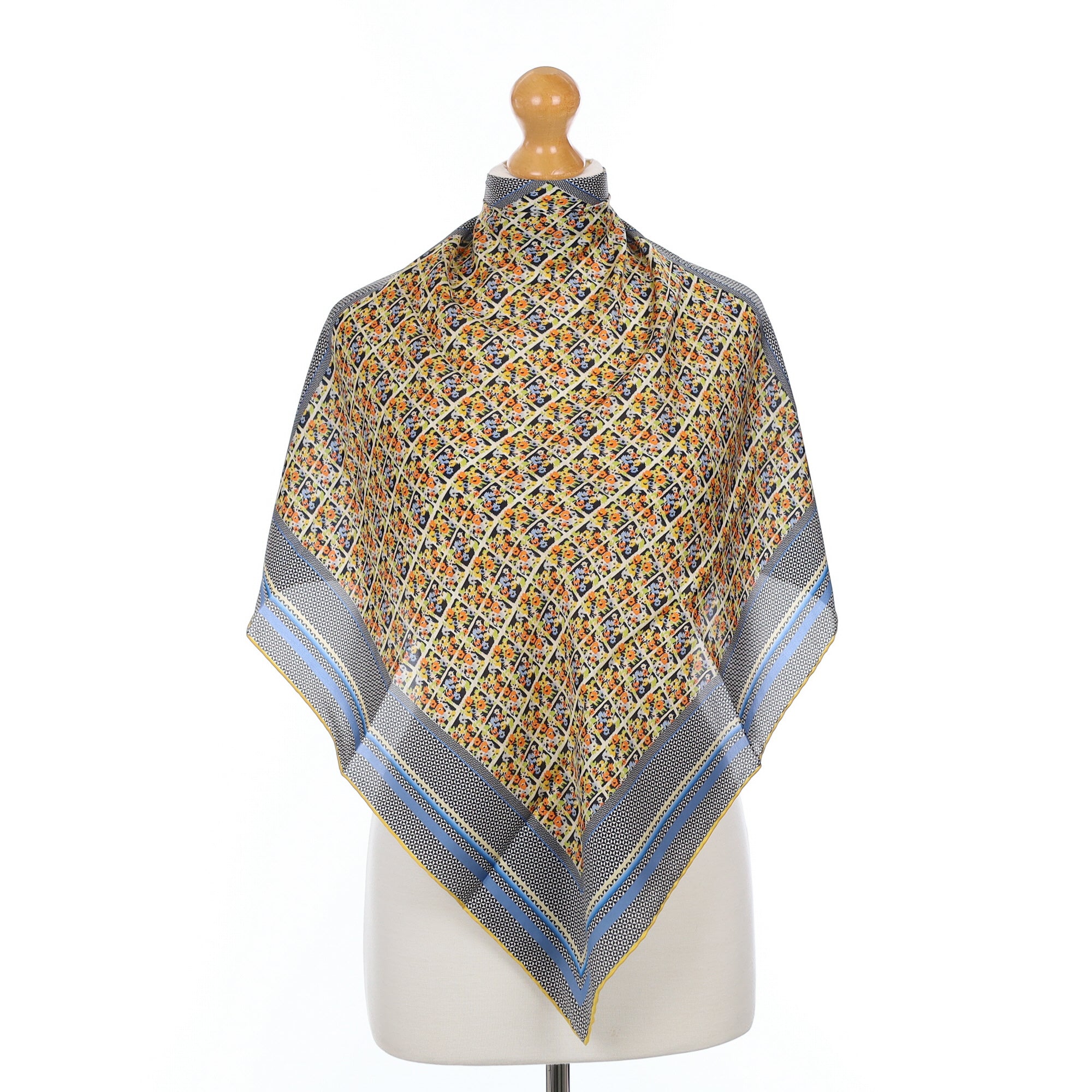 Laslett Black Patterned Silk Scarf