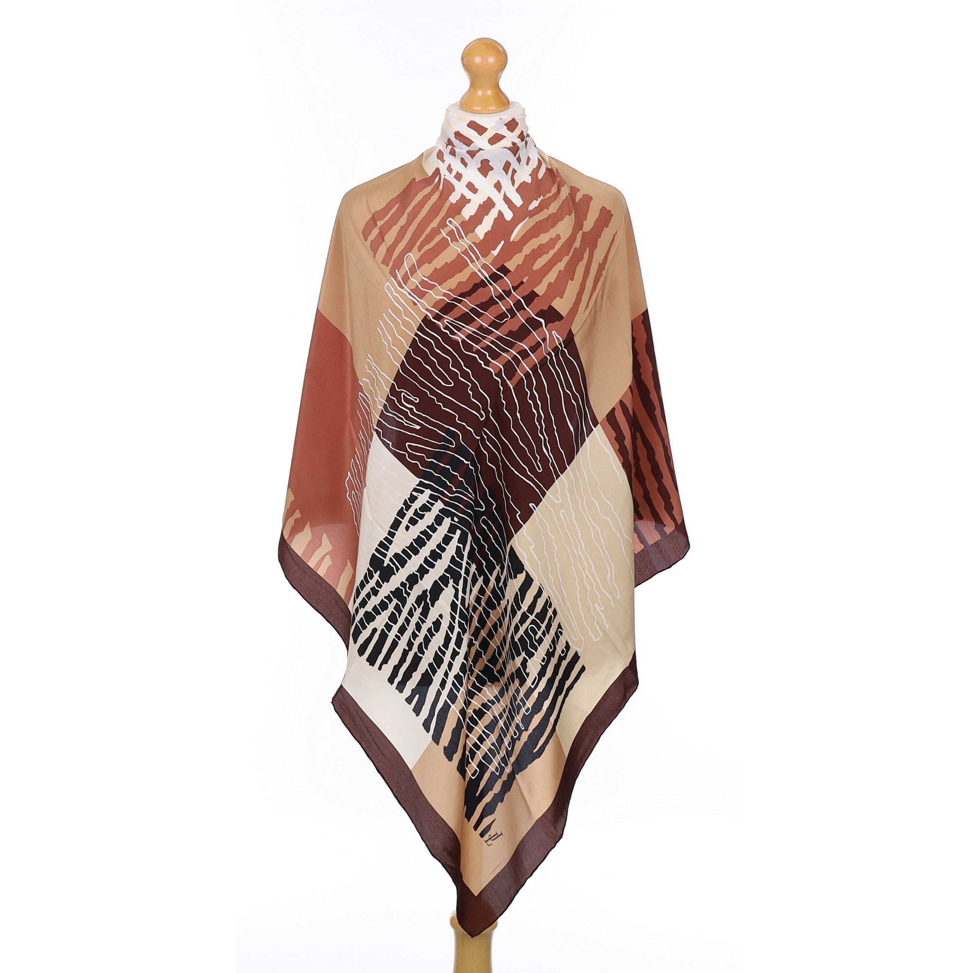 Jammers & Leufgen Brown Patterned Silk Scarf