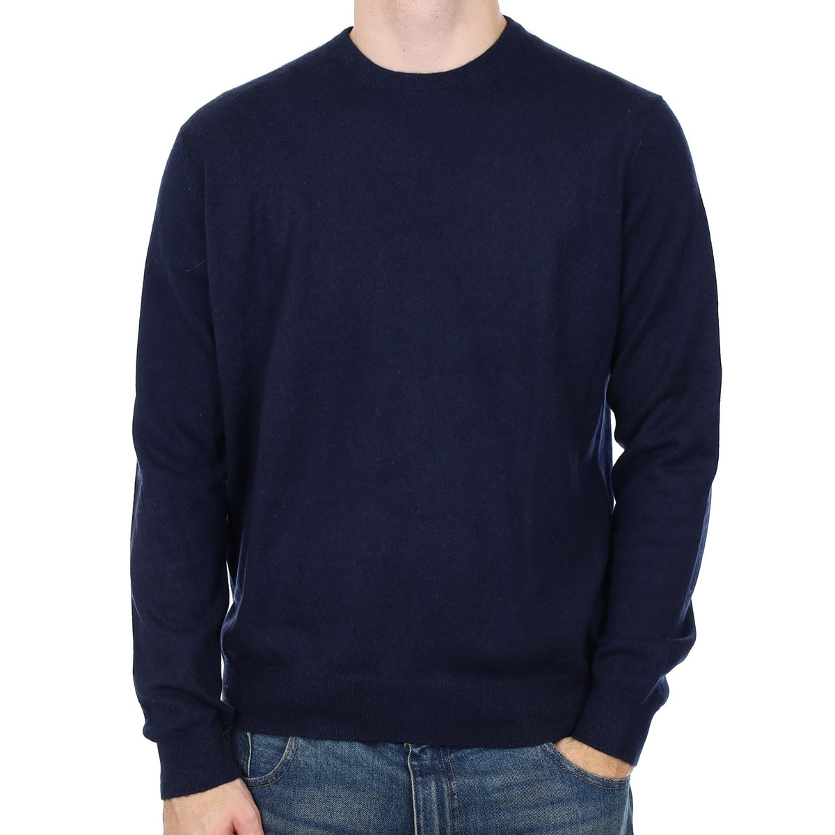 Men’s Dark Navy Blue Cashmere Crew Neck Jumper Large
