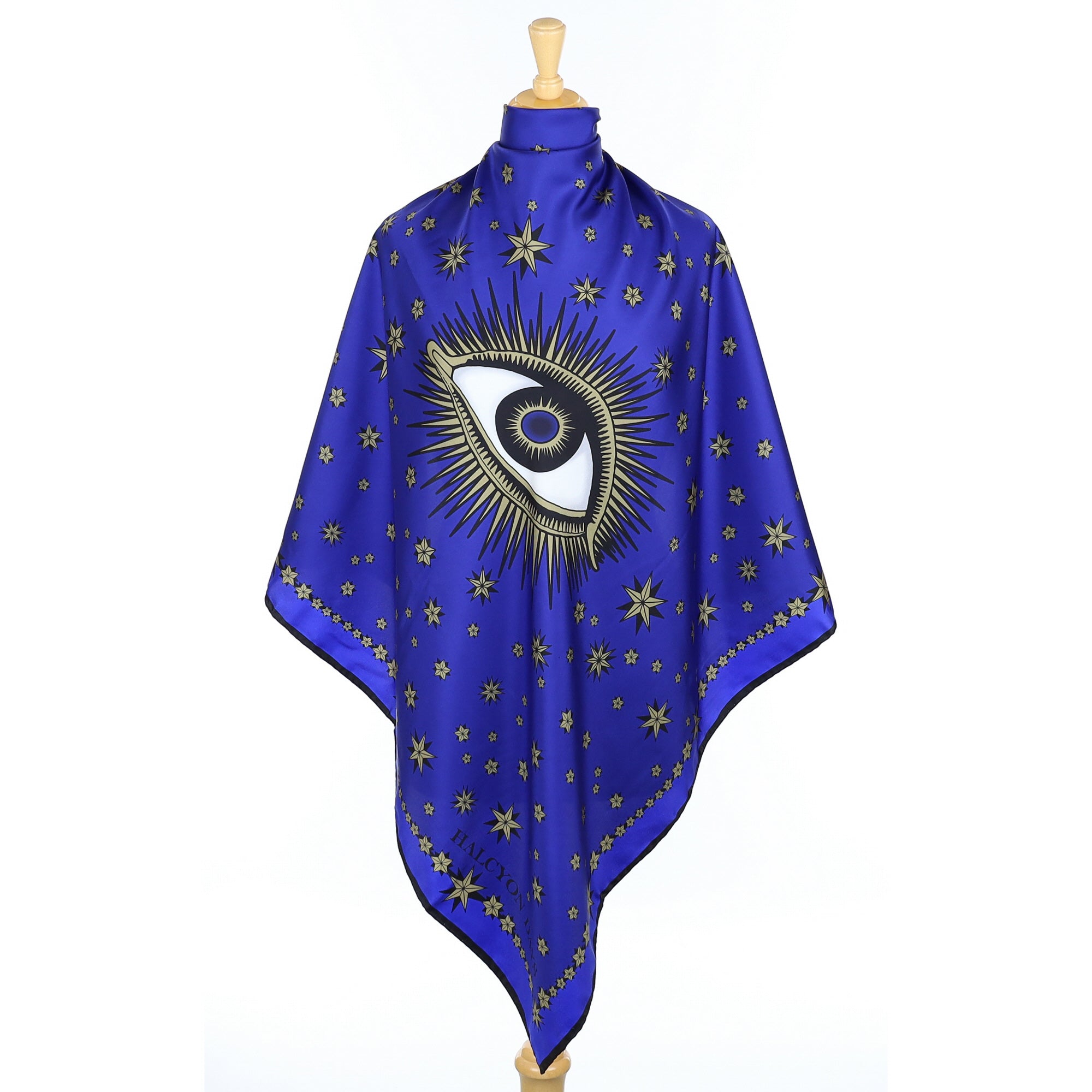 Halcyon Days Evil Eye Blue Silk Scarf