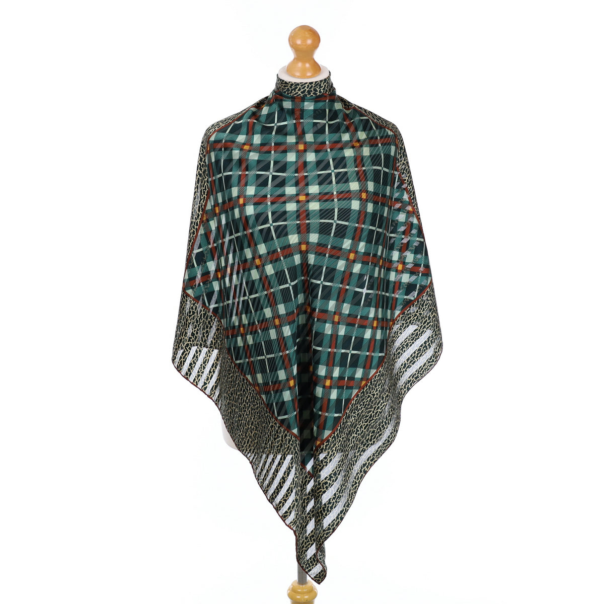 Ostinelli Checked Green Silk Scarf