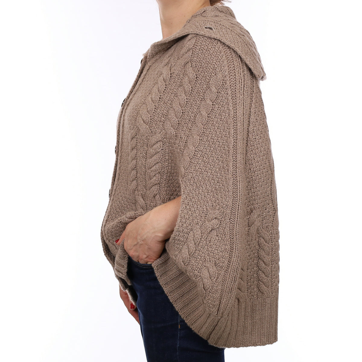 Brand New Scottish Hawico Taupe Luxury Chunky Cashmere Cape One Size