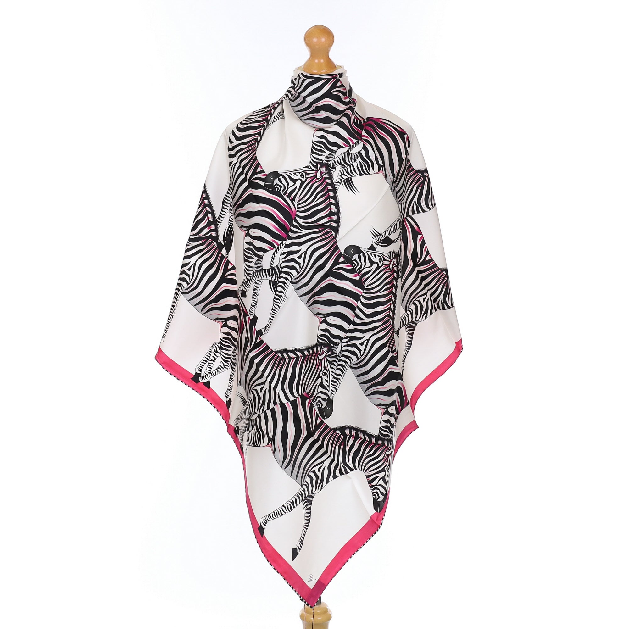 Brand New Bellezza Red & Pink Zebra Double Faced Silk Scarf