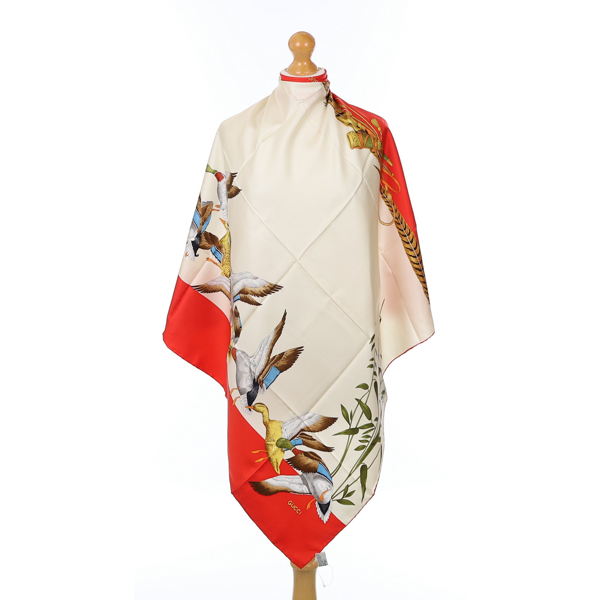 Brand New Gucci Duck Hunt Design Vintage Silk Scarf