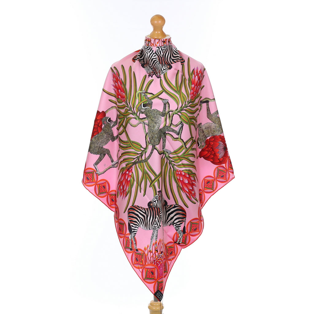 Brand New Bellezza Two Tone Pink Zebra Safari Double Faced Silk Scarf