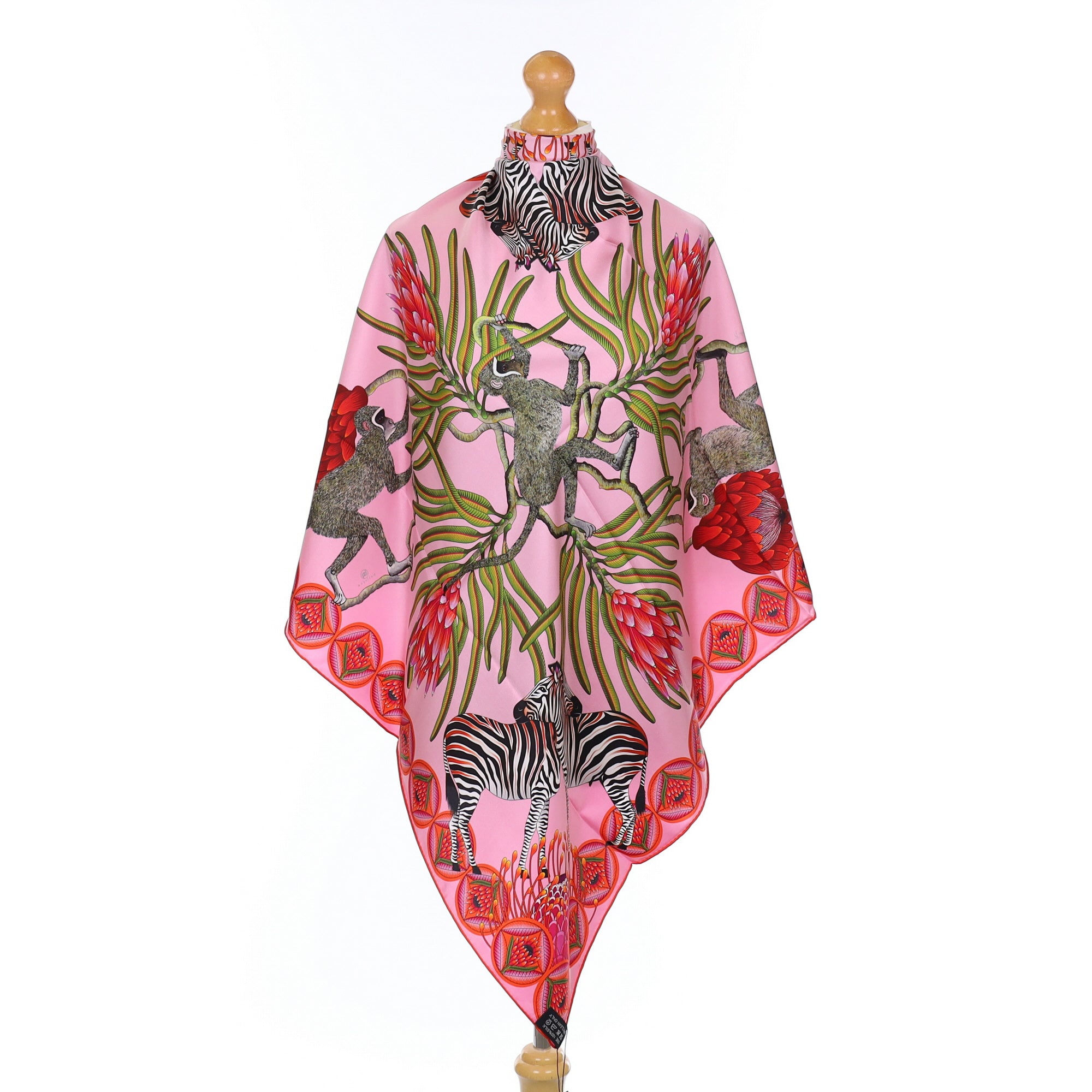 Brand New Bellezza Two Tone Pink Zebra Safari Double Faced Silk Scarf