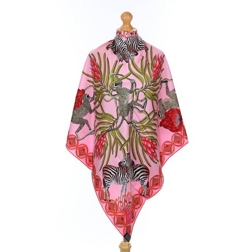Brand New Bellezza Two Tone Pink Zebra Safari Double Faced Silk Scarf