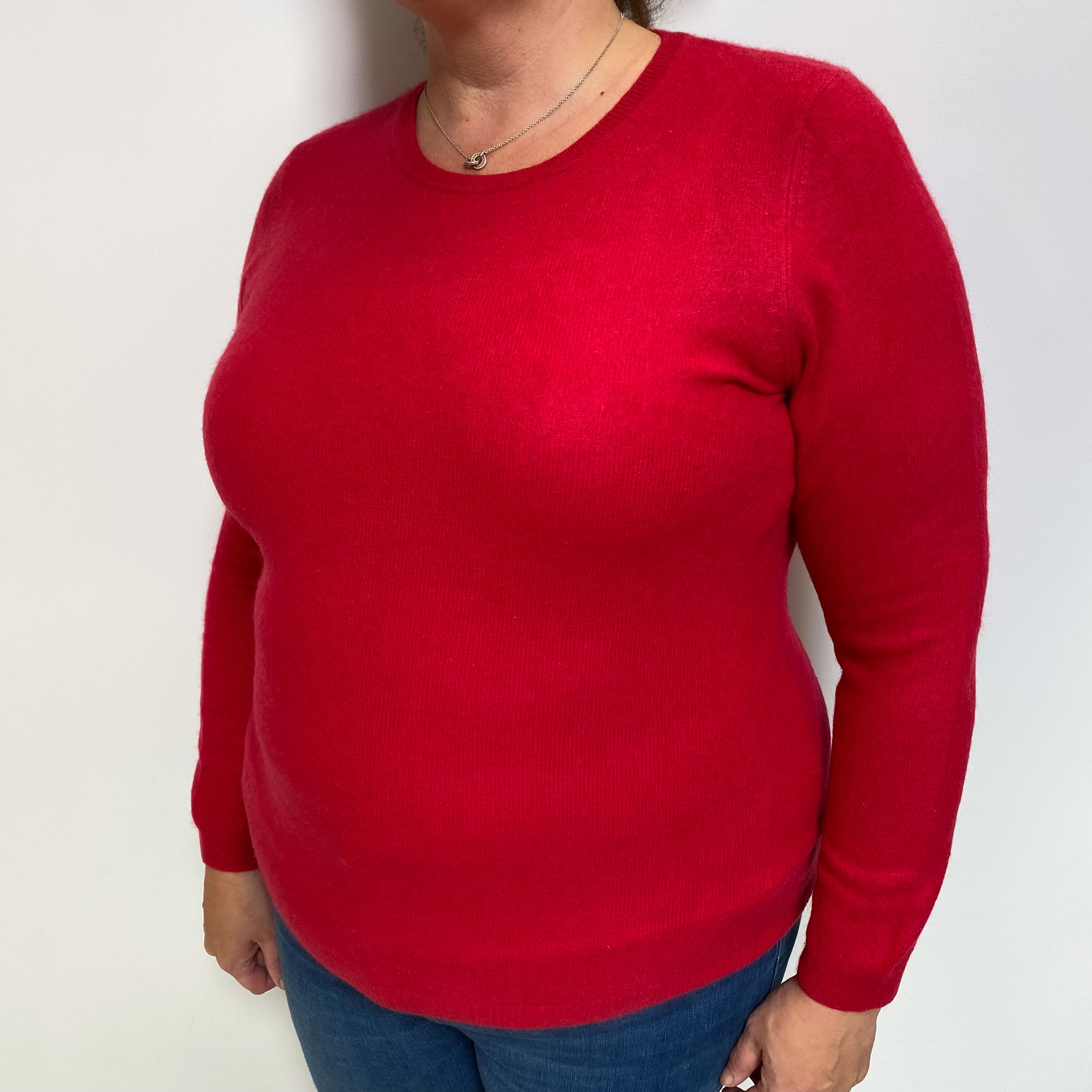 Tomato Red Cashmere Crew Neck Jumper Extra Large