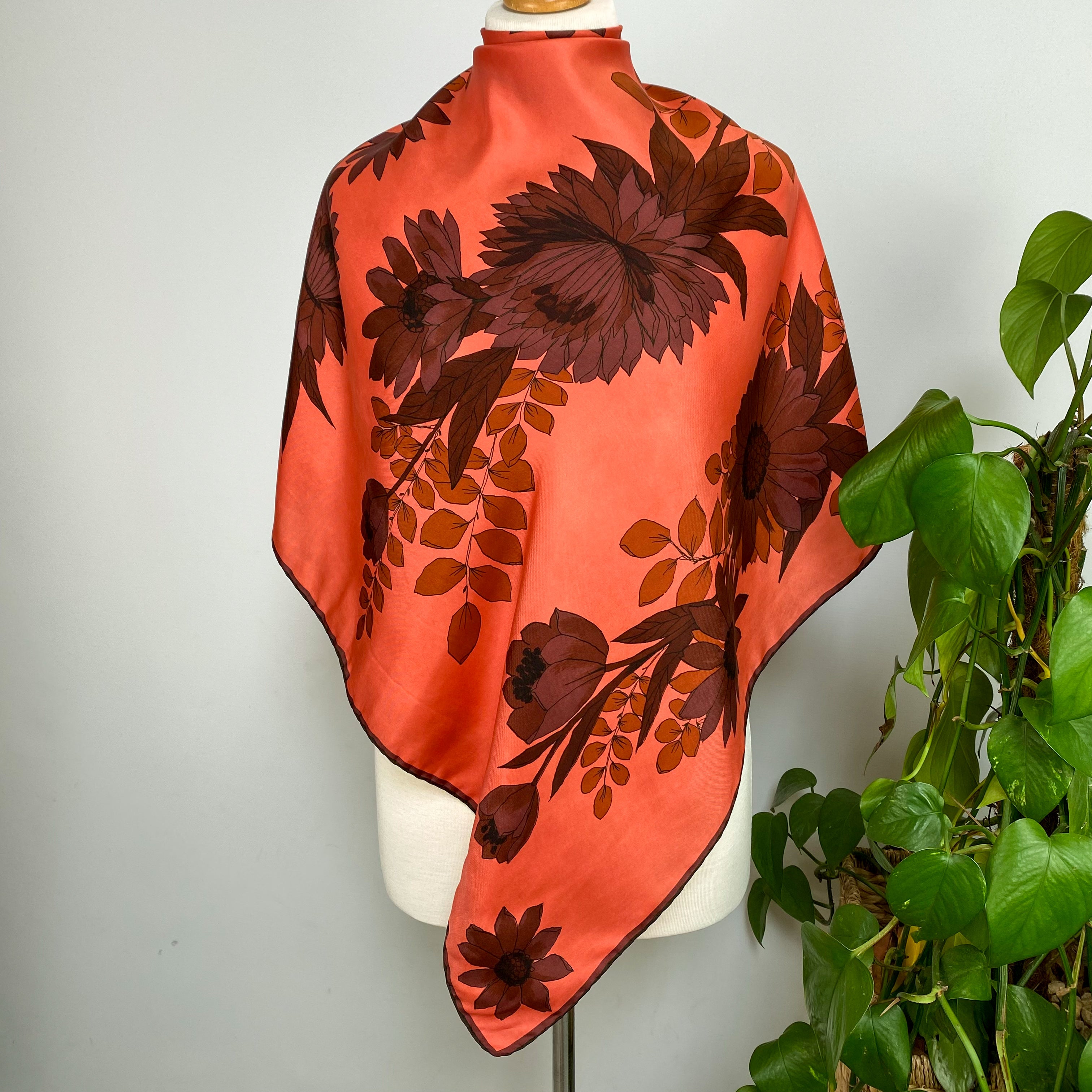 1970s Richard Allan Floral Vintage Silk Scarf
