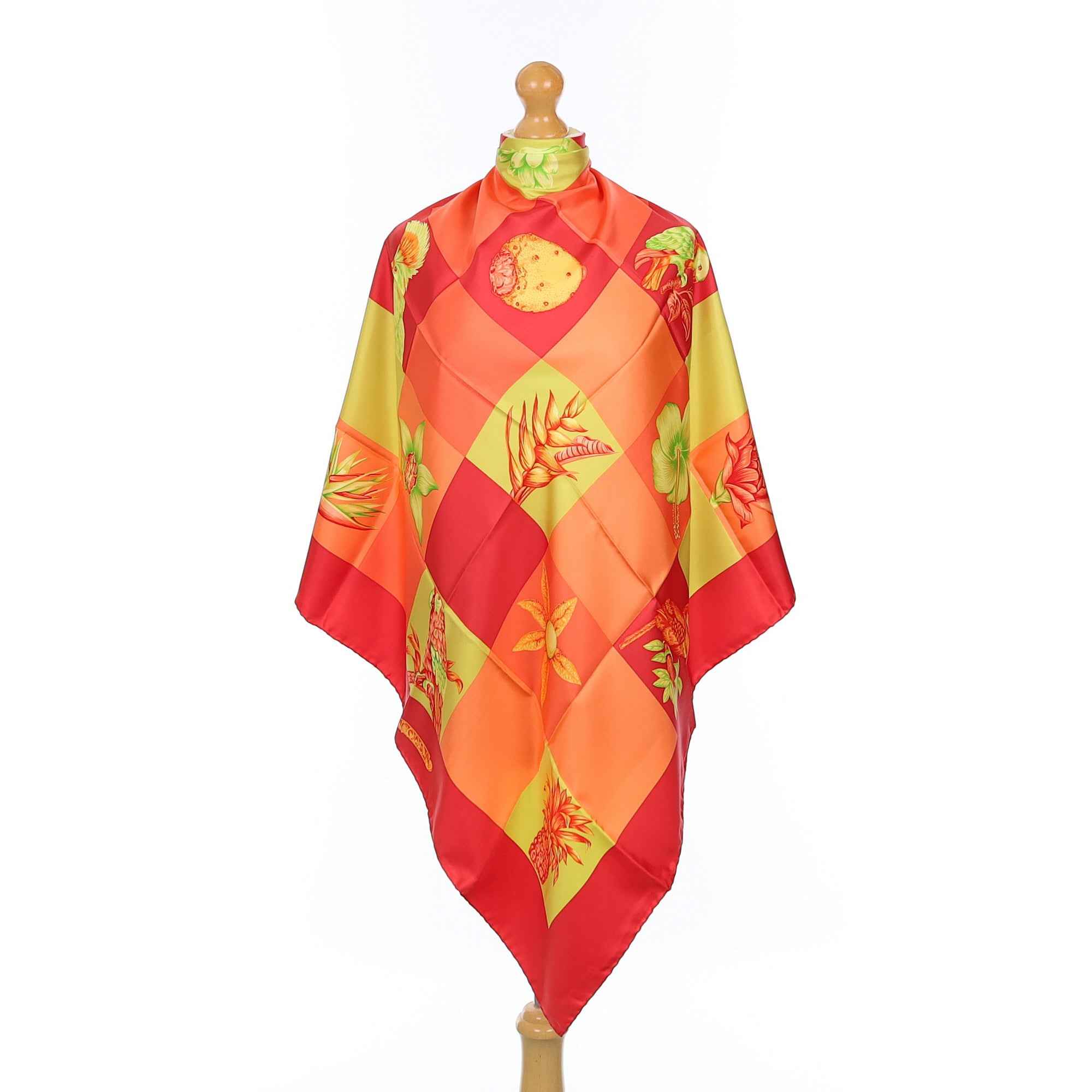 Brand New Harrods Red, Yellow and Orange Silk Scarf