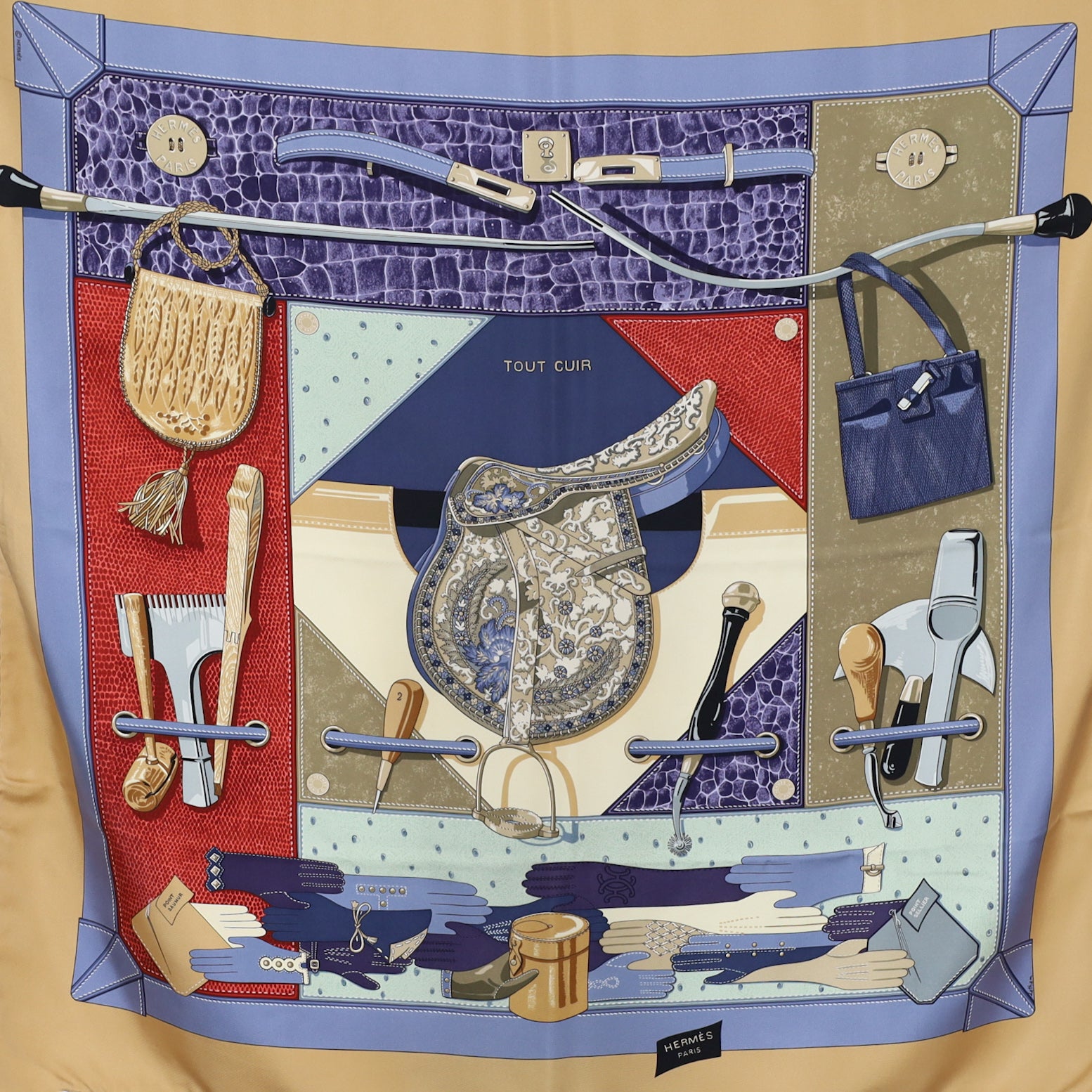 Immaculate Hermès Tout Cuir Silk Scarf