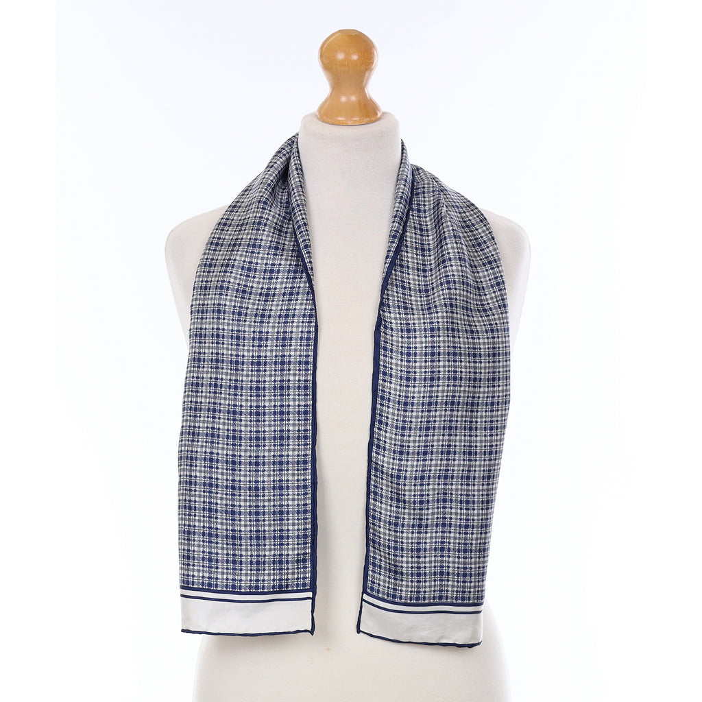1970’s Ostinelli Navy Patterned Silk Scarf