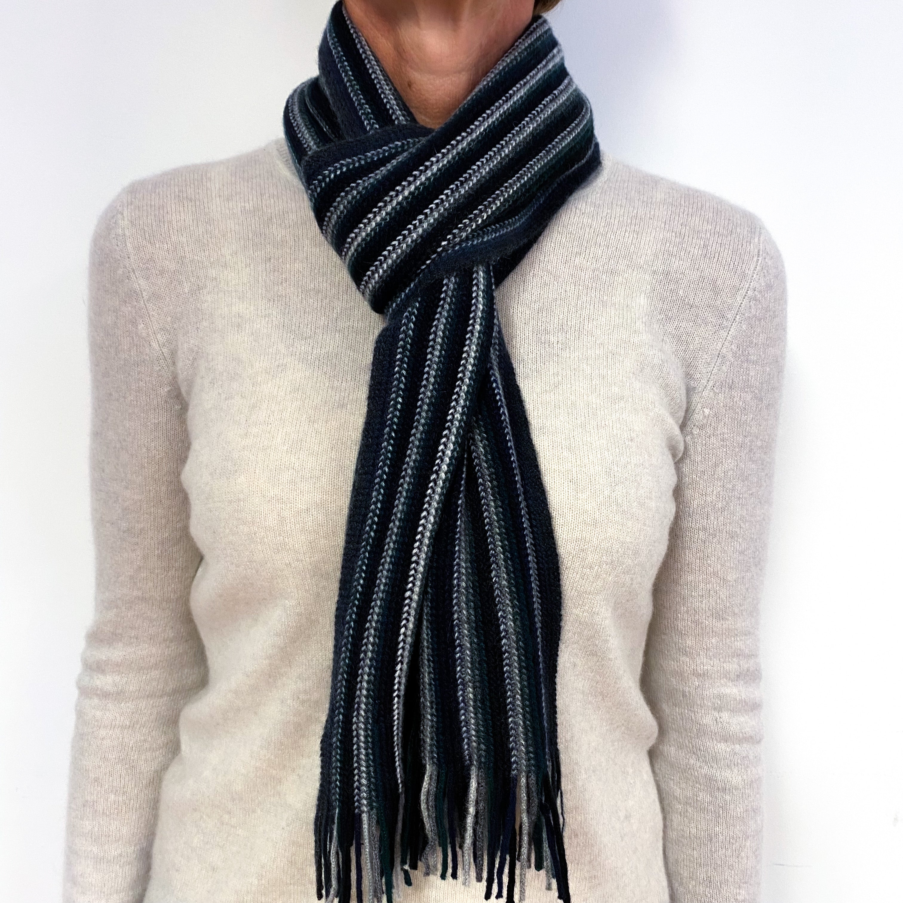 Brand New Multicoloured Navy Striped Scottish Scarf