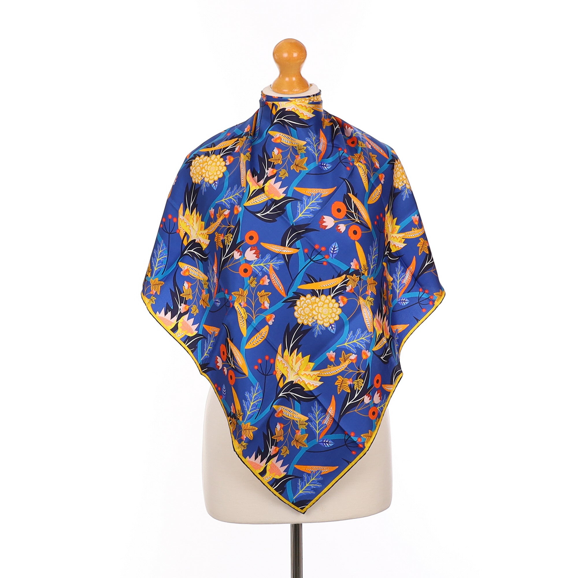Firehorse Electric Blue Floral Silk Scarf
