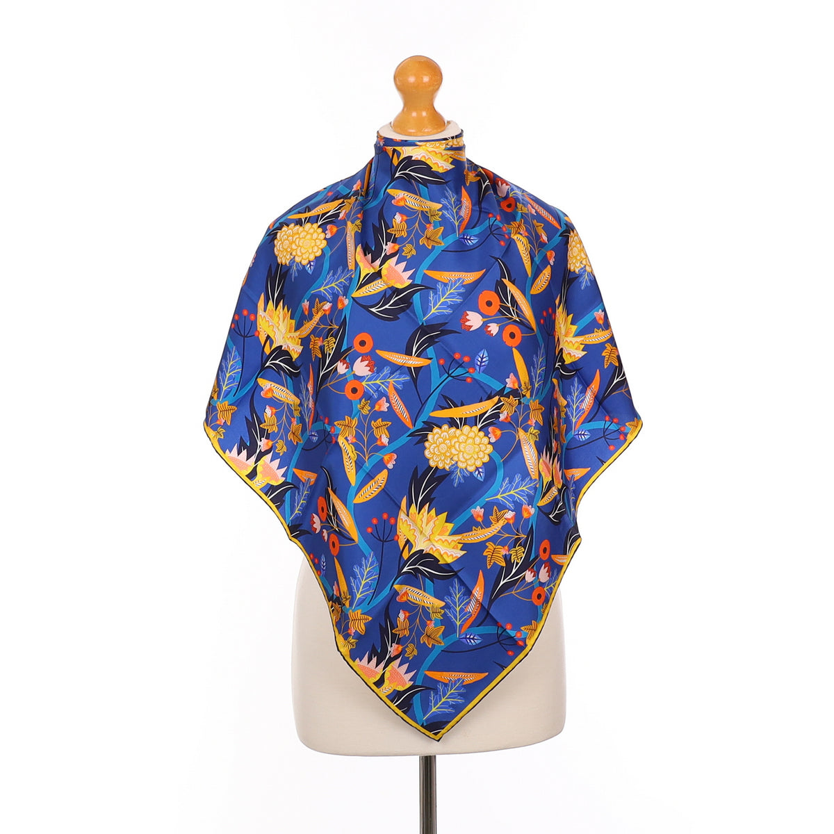 Firehorse Electric Blue Floral Silk Scarf