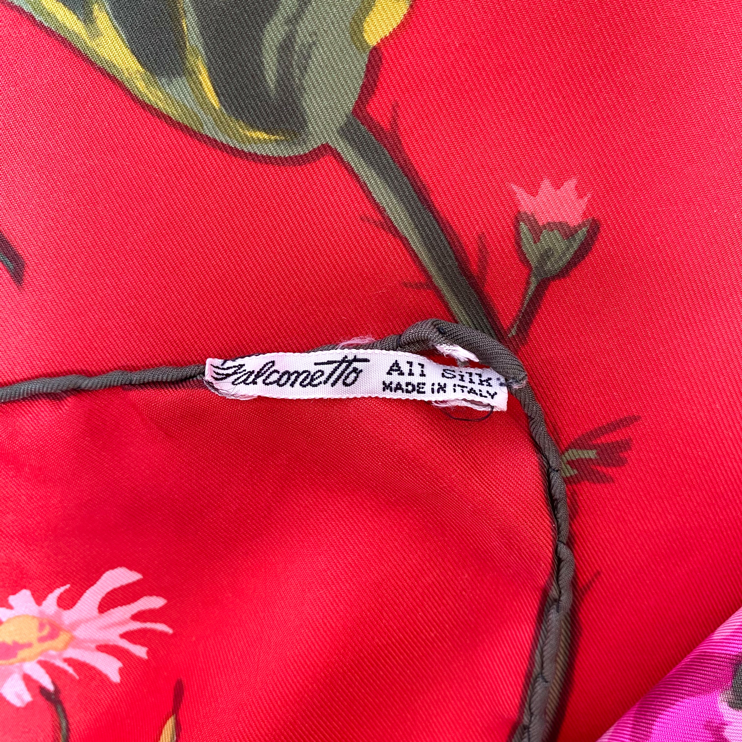 Red Floral Falconetto Silk Scarf