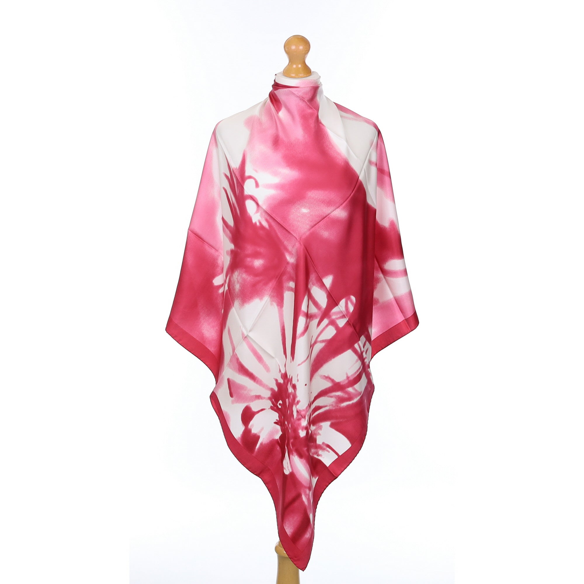 Raspberry Pink Abstract Silk Scarf