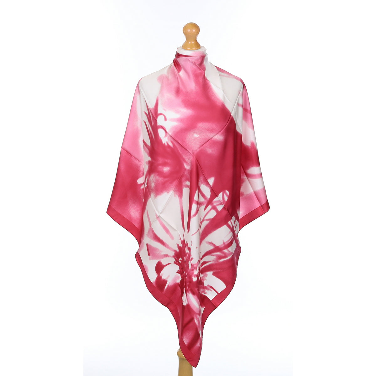 Raspberry Pink Abstract Silk Scarf