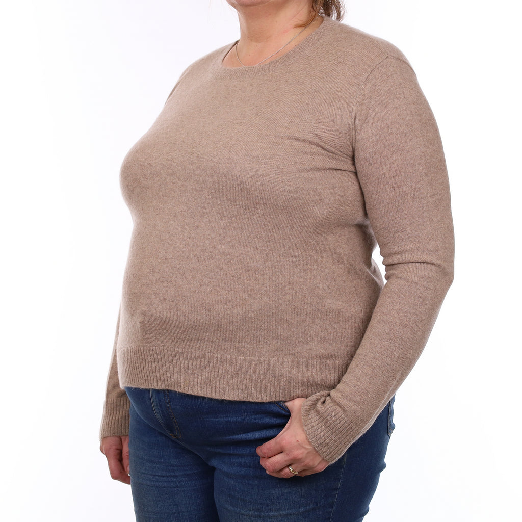 Fawn Brown Cashmere Crew Neck Jumper Extra Large