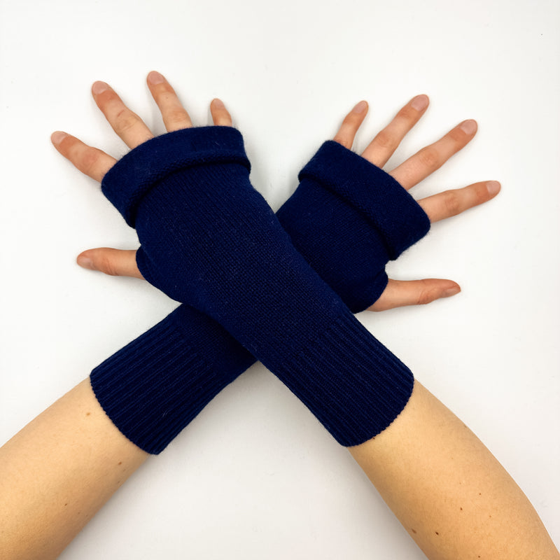 French Navy Fingerless Gloves