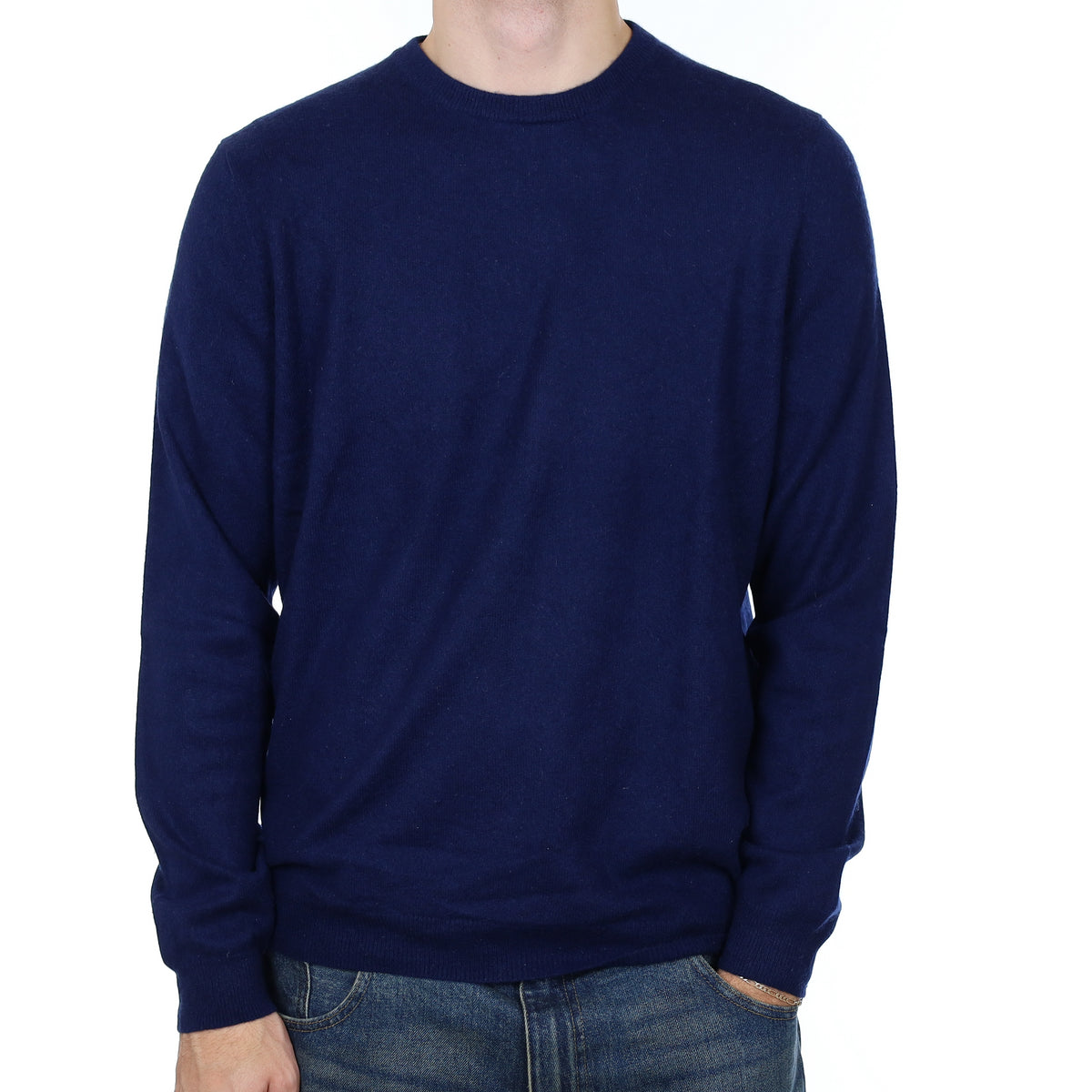 Men’s Navy Blue Cashmere Crew Neck Jumper Large