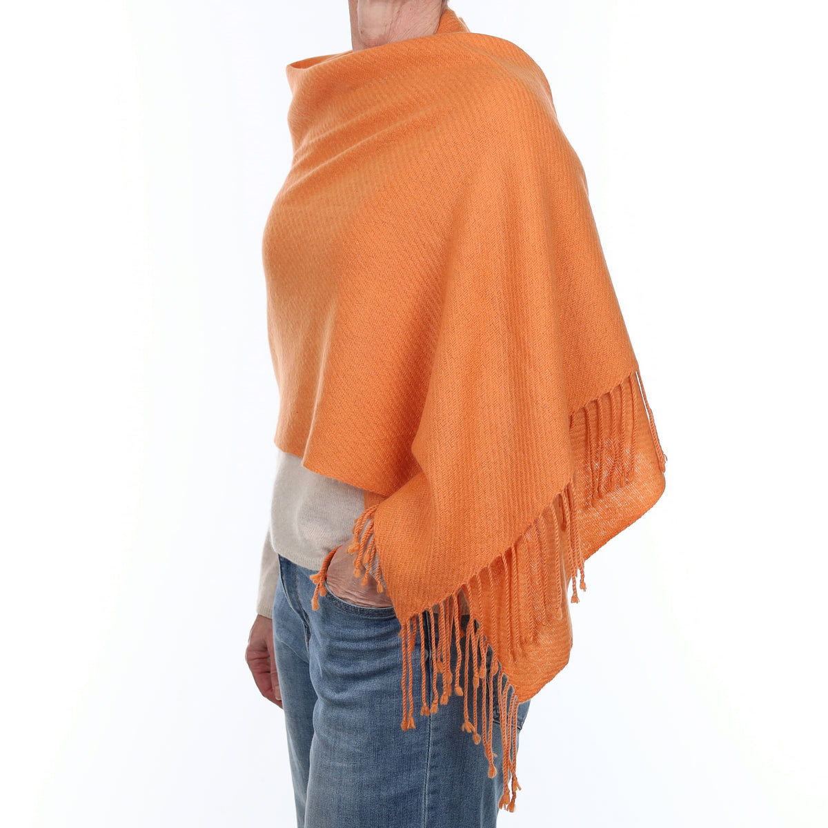 Sunset Orange Cashmere Woven Wrap