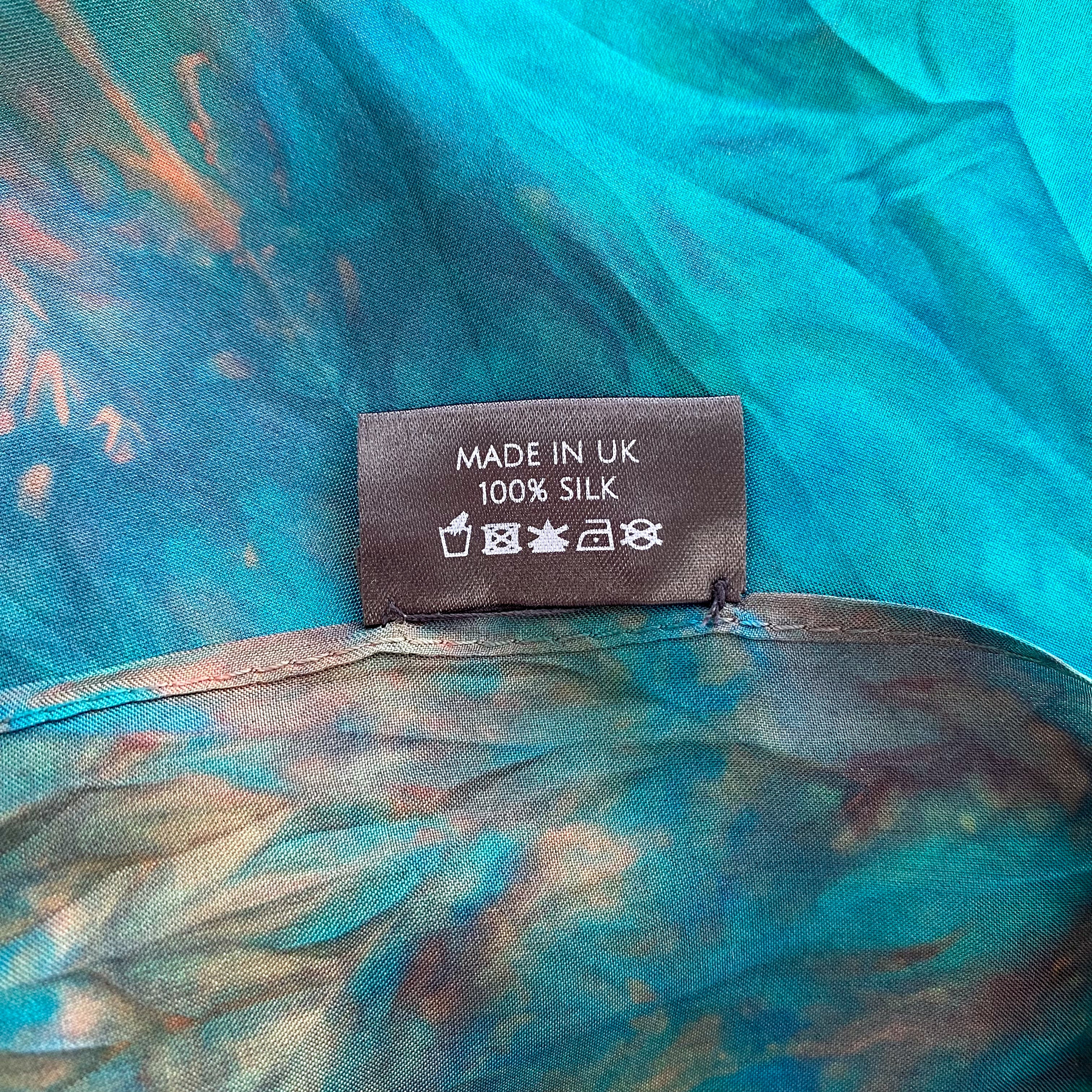 British Tie Dye Green Silk Scarf