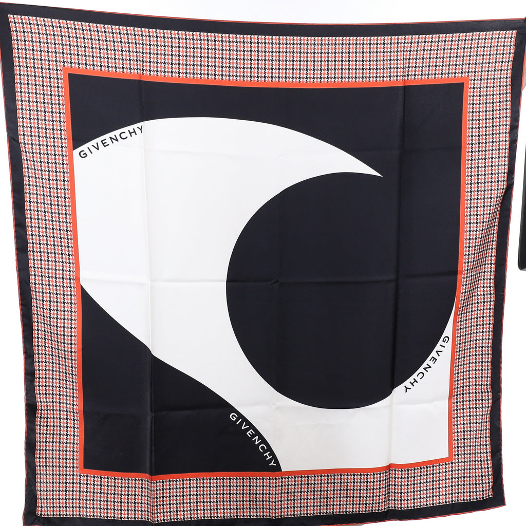 Givenchy Black, White and Orange Silk Scarf