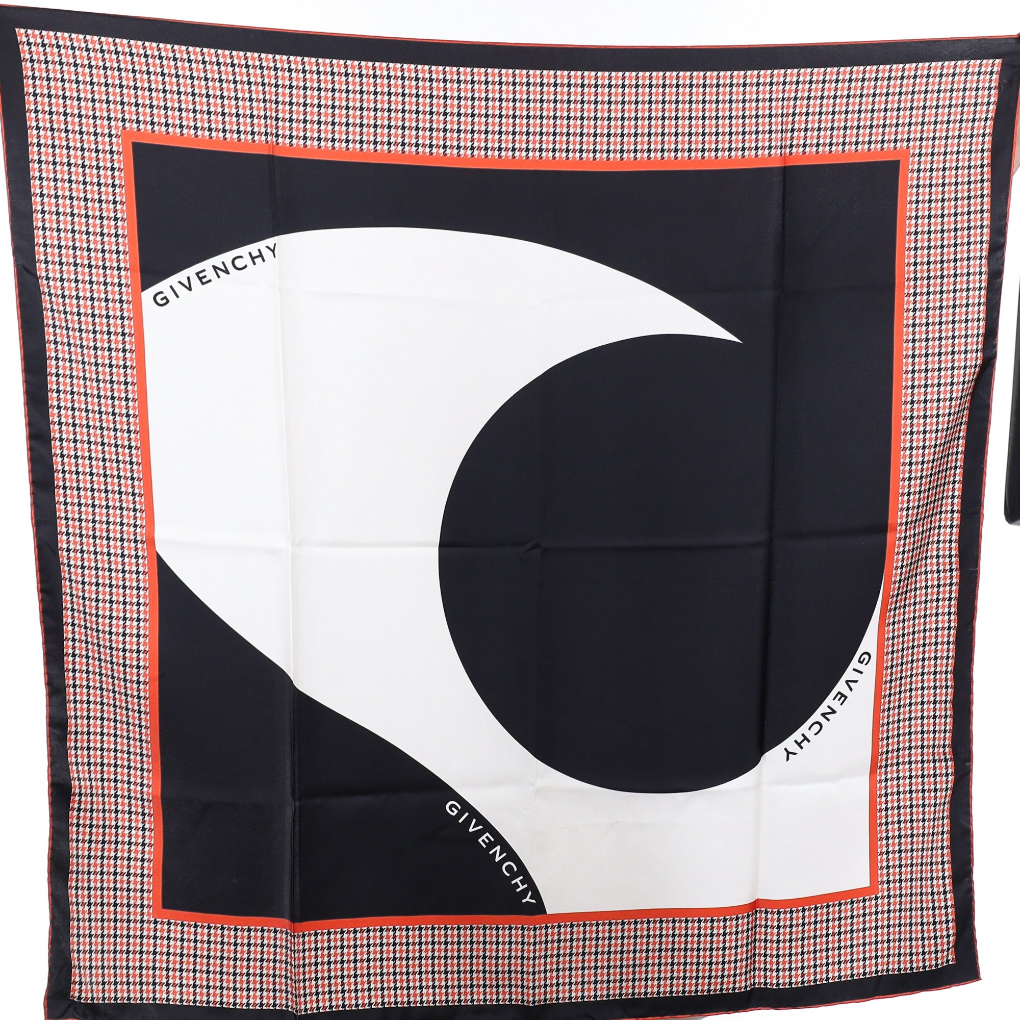 Givenchy Black, White and Orange Silk Scarf