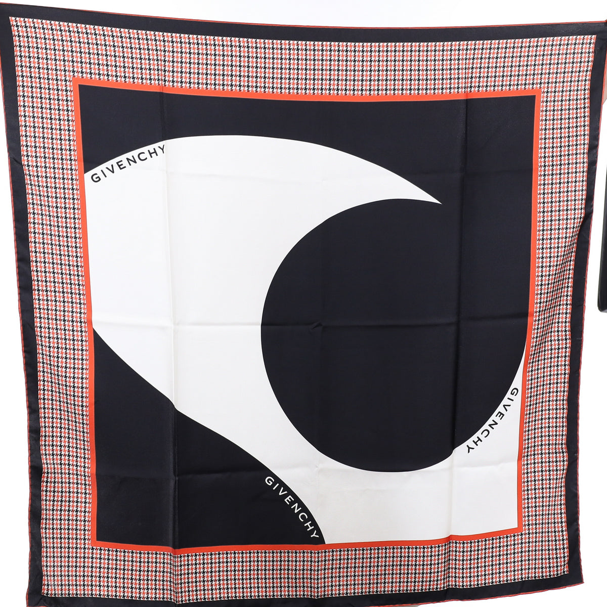Givenchy Black, White and Orange Silk Scarf
