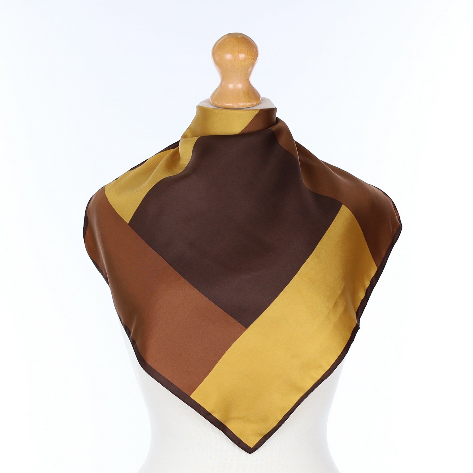 Macclesfield Brown Geometric Silk Scarf