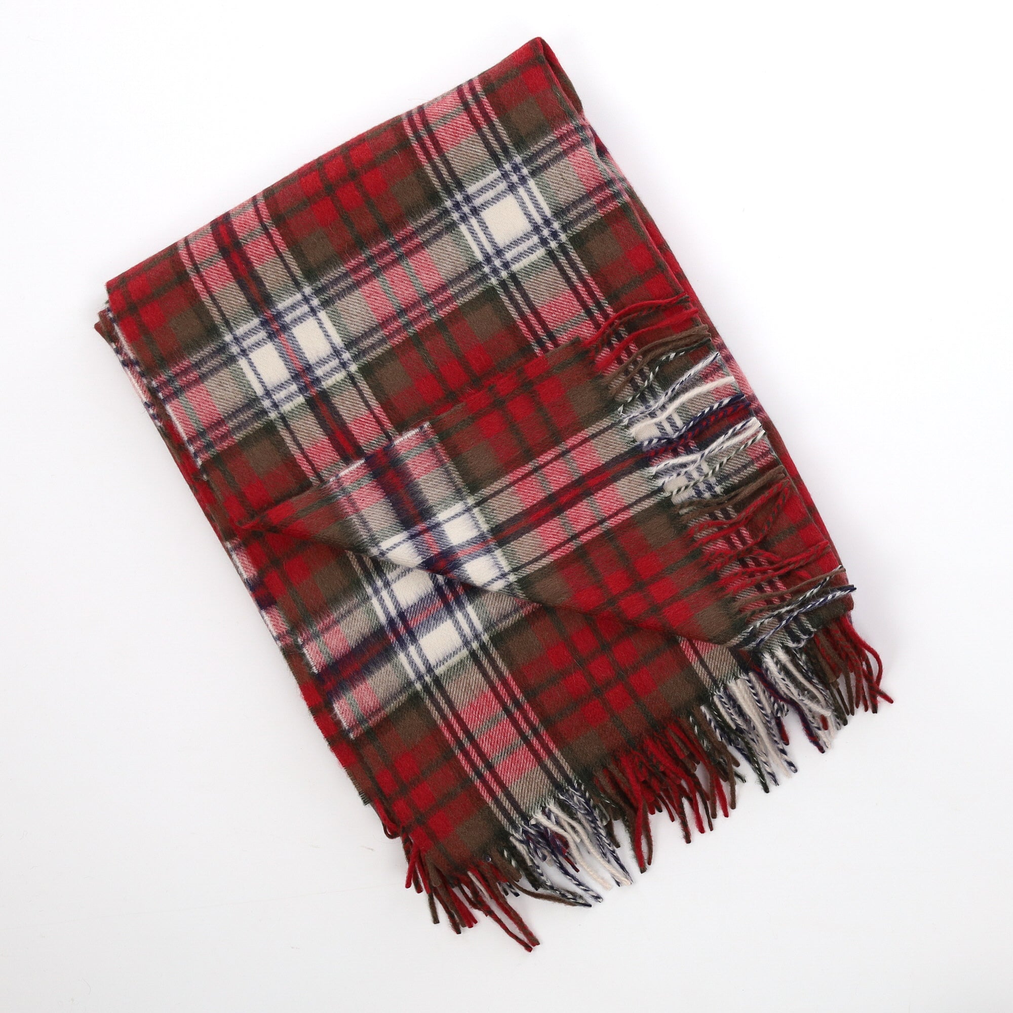 Brand New English Crimson and Green Plaid Luxury Woven Cashmere Blanket