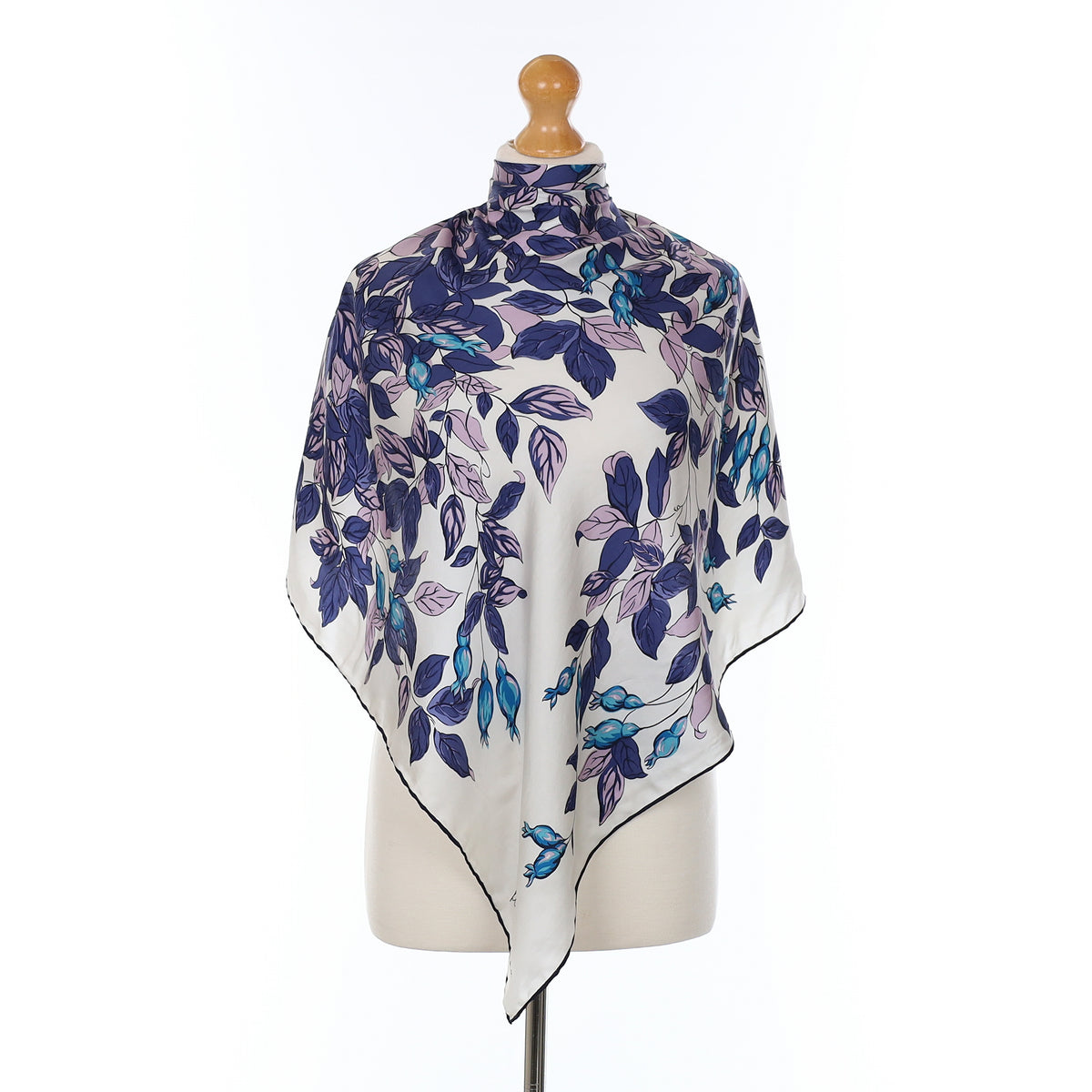 Richard Allan Navy Leaves Vintage Silk Scarf