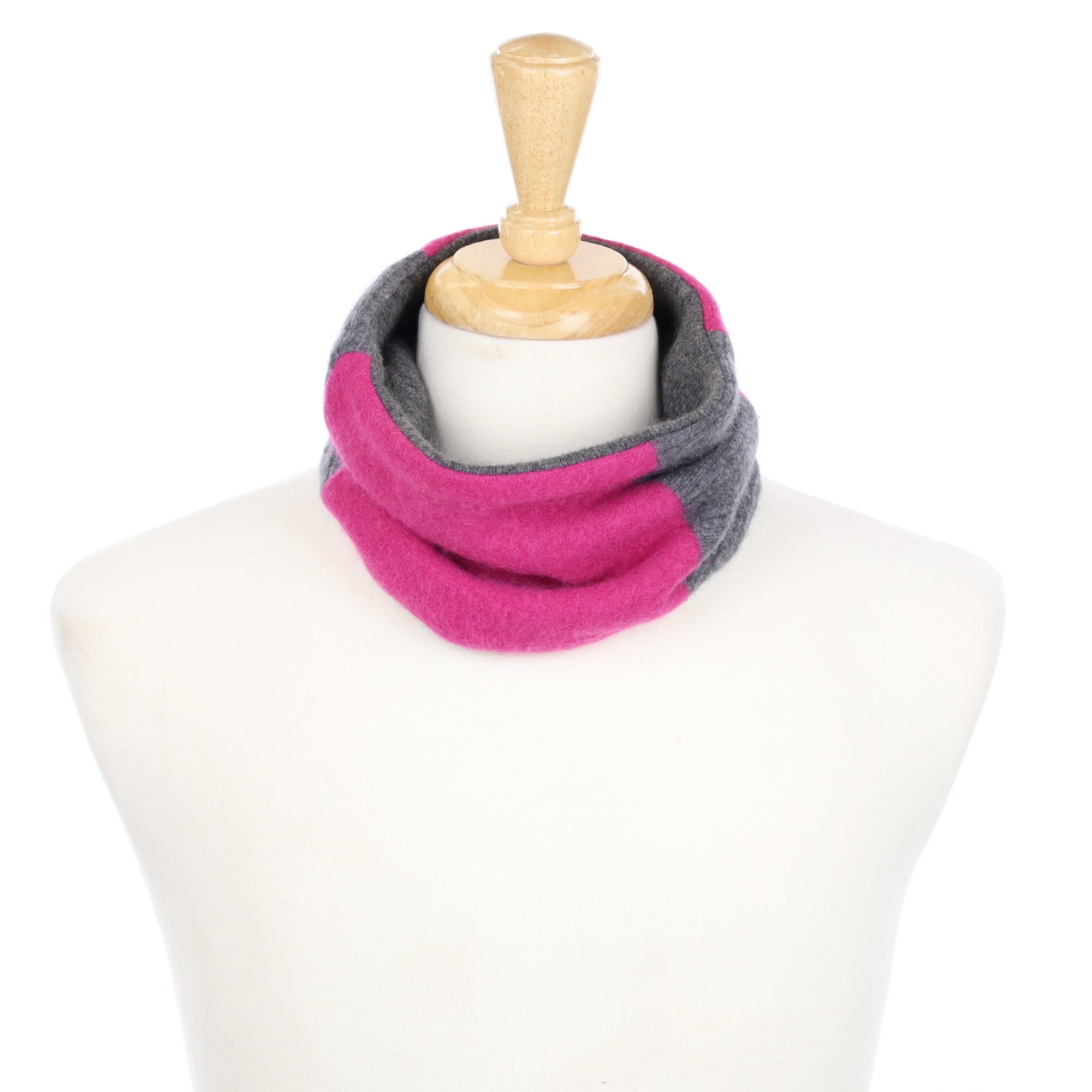 Raspberry and Slate Grey Neck Warmer