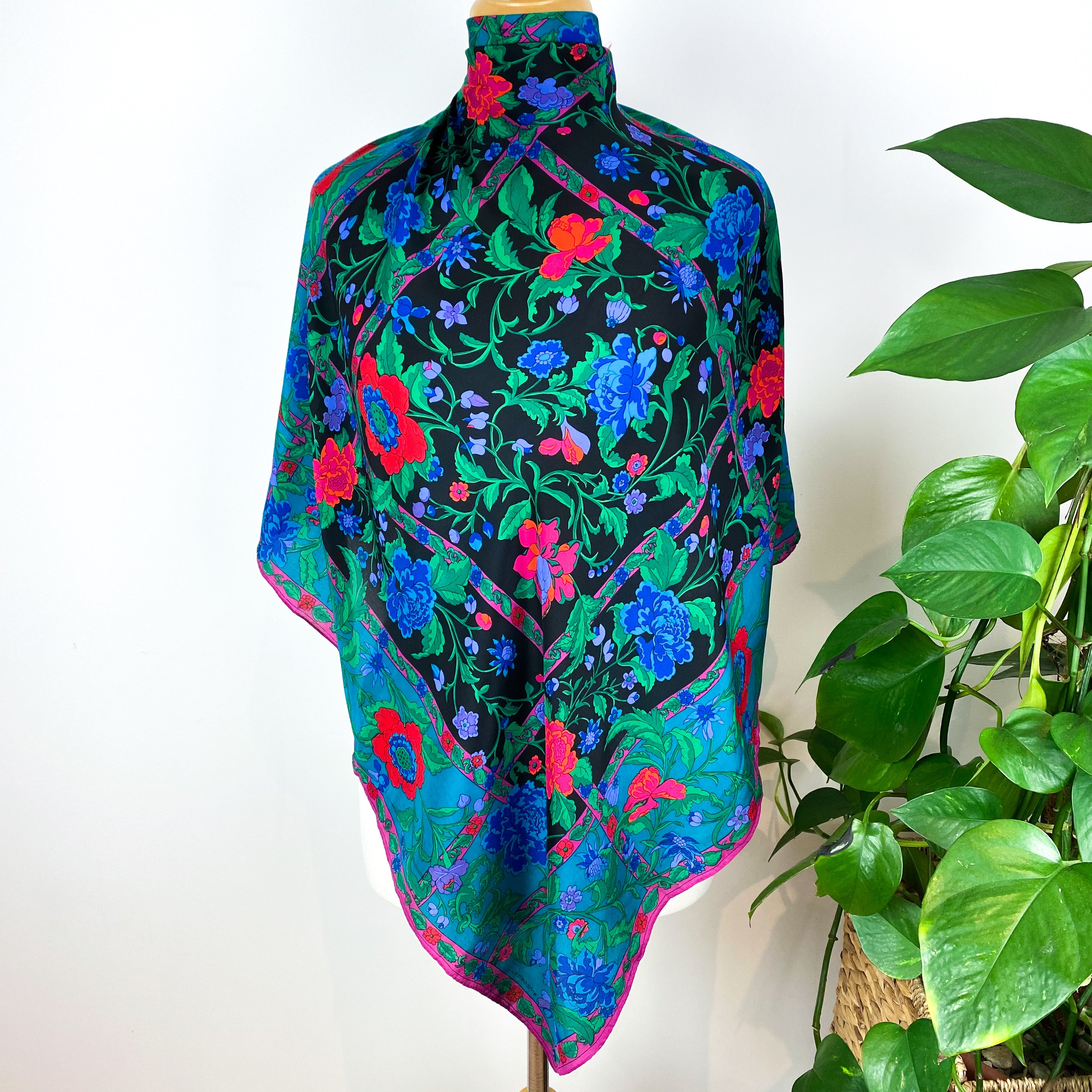 Liz Claiborne Bright Floral Vintage Silk Scarf