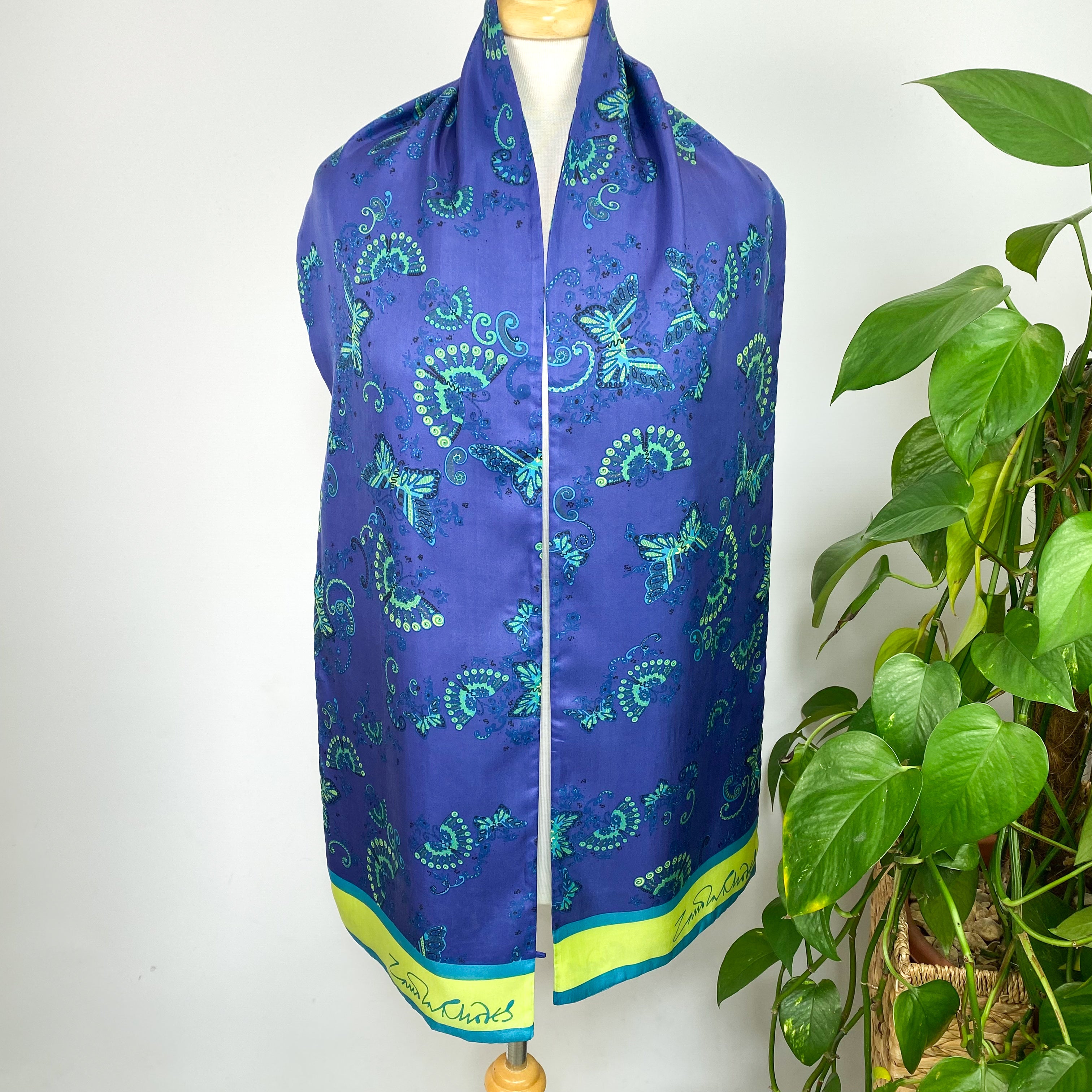 1980s Zandra Rhodes Long Vintage Silk Scarf