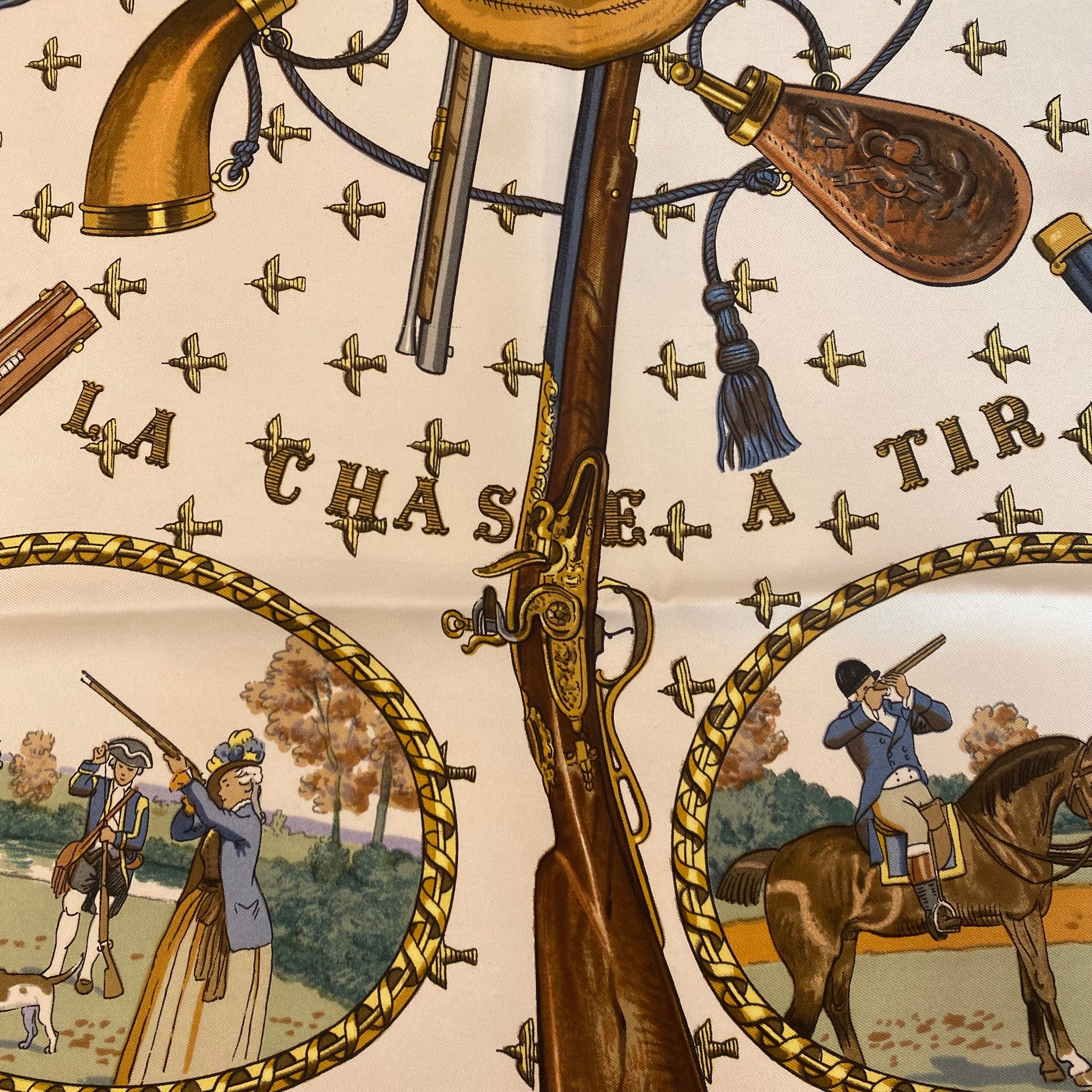 Hermès La Chasse a Tir Silk Scarf Quite Rare