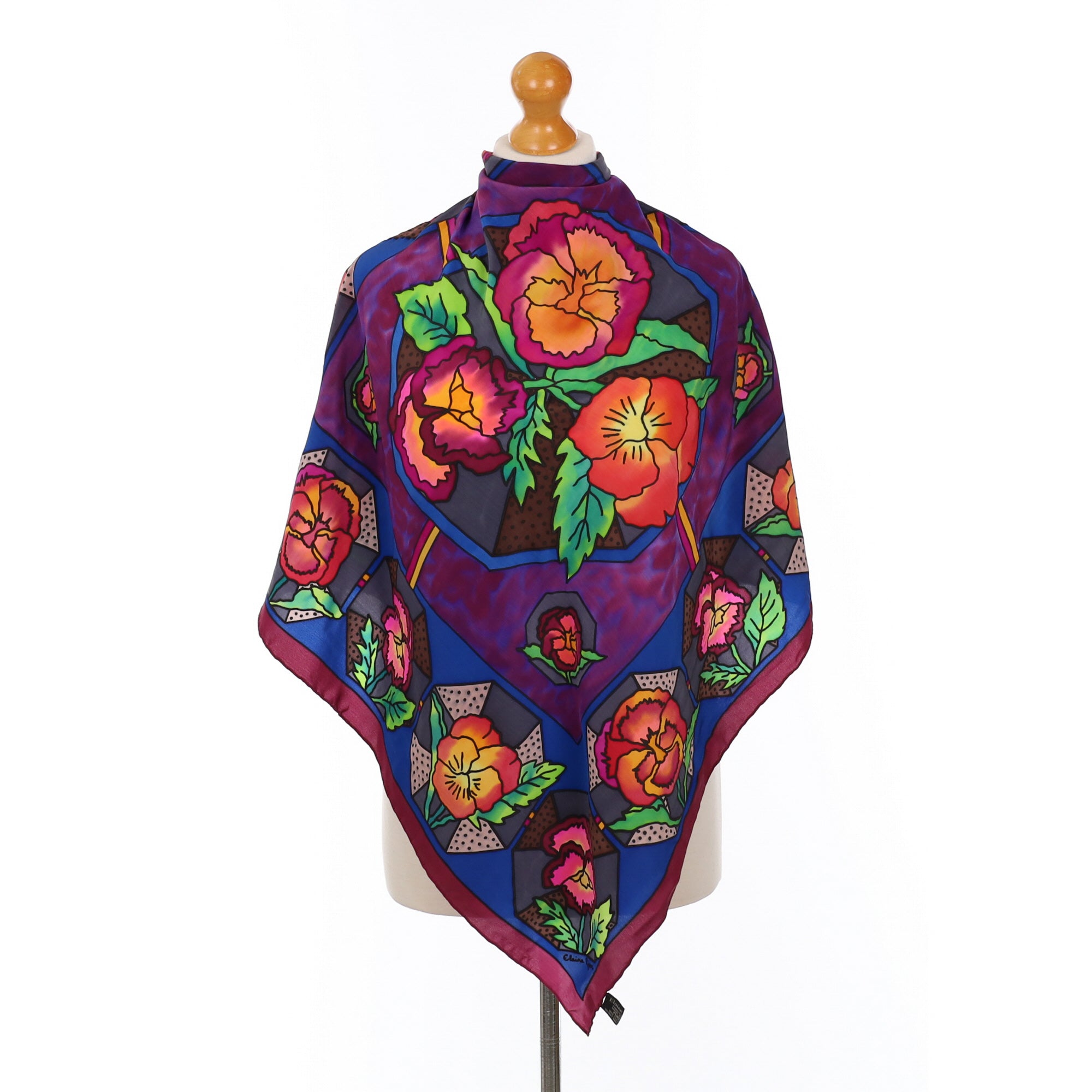 Elaine Rippon Silk Bright Floral Silk Scarf