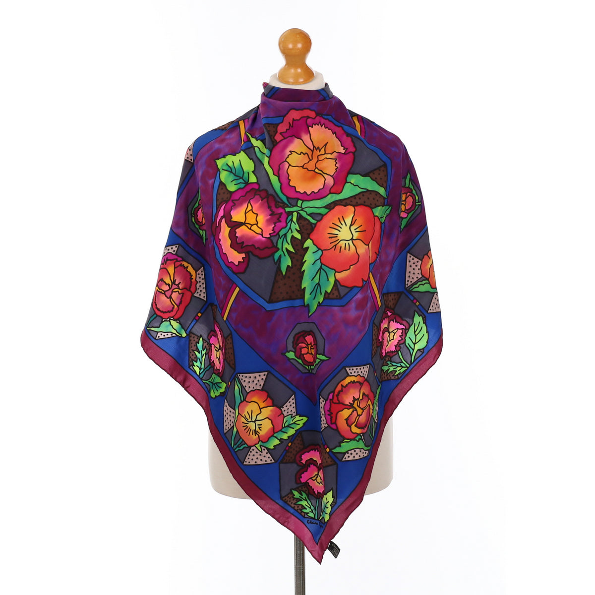 Elaine Rippon Silk Bright Floral Silk Scarf