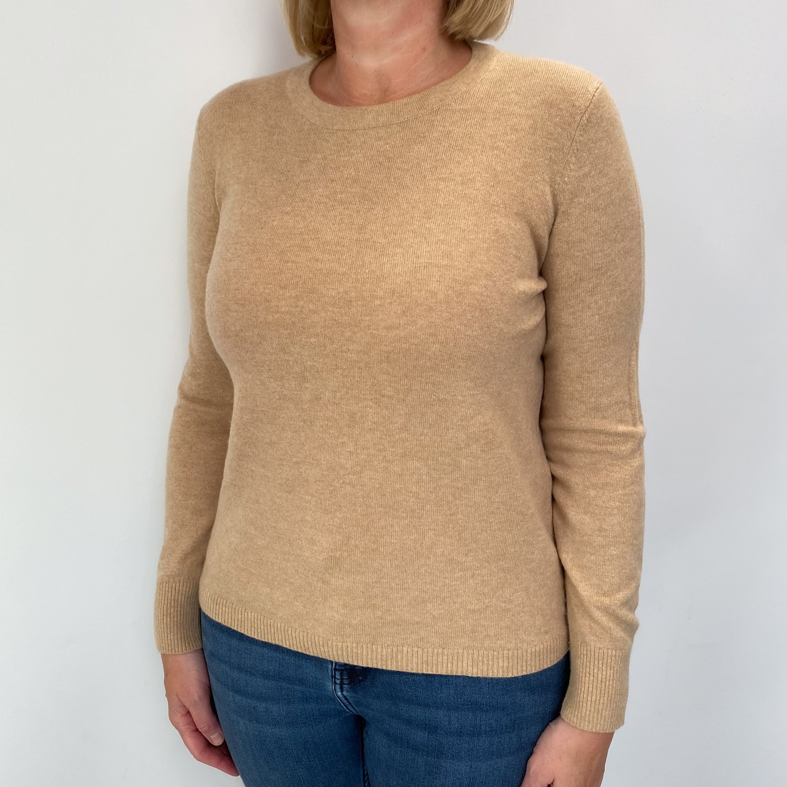 Caramel Brown Cashmere Crew Neck Jumper Large