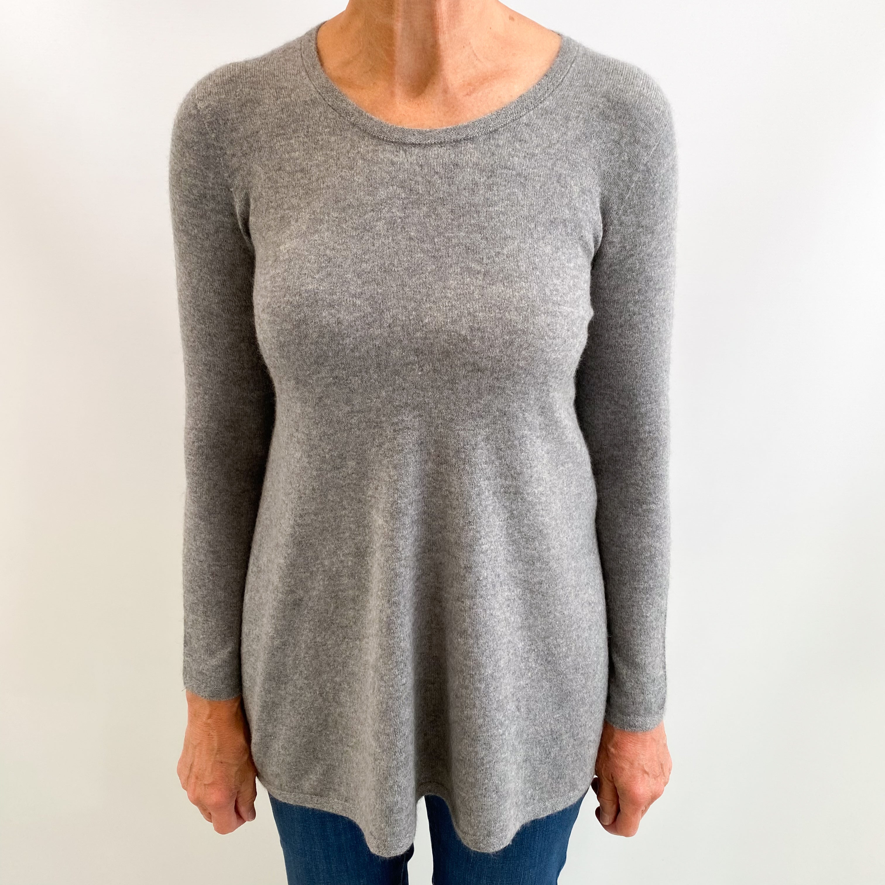 Ash Grey Cashmere Scoop Neck Jumper Medium
