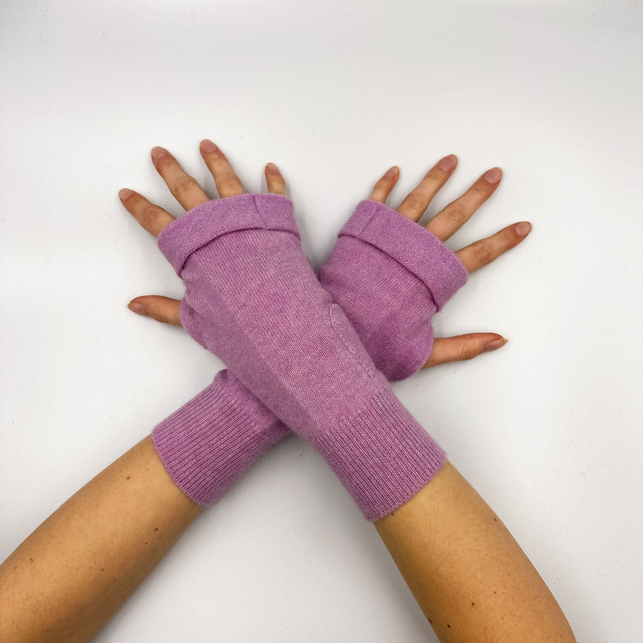 Lilac Heart Fingerless Gloves