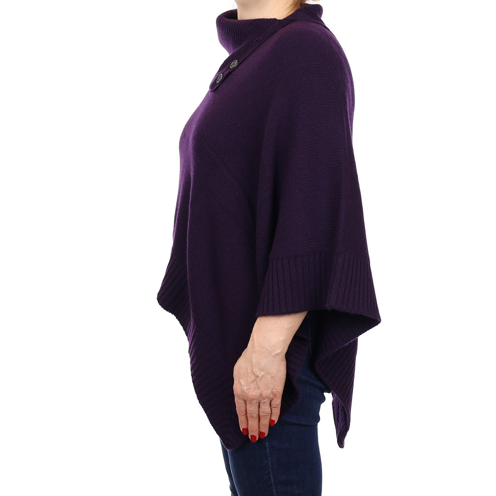 Brand New Scottish Hawico Shadow Purple Luxury Chunky Cashmere Poncho