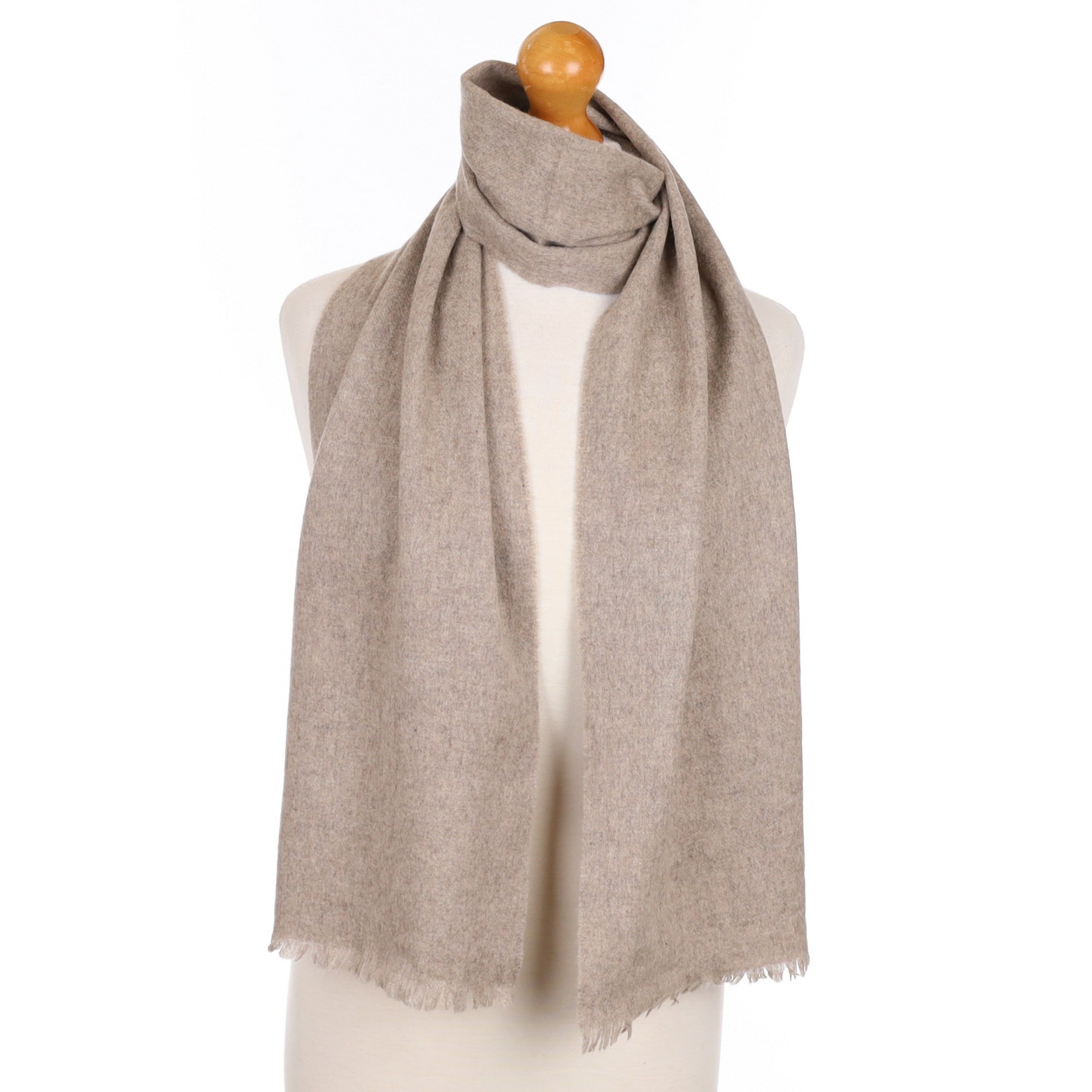 Fawn Brown Cashmere Tasselled Woven Scarf