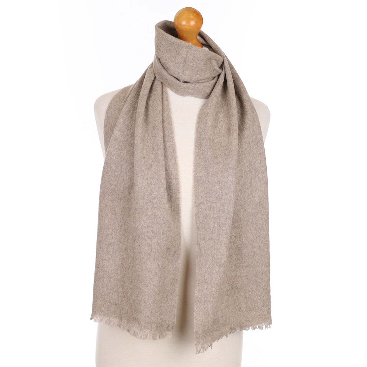 Fawn Brown Cashmere Tasselled Woven Scarf